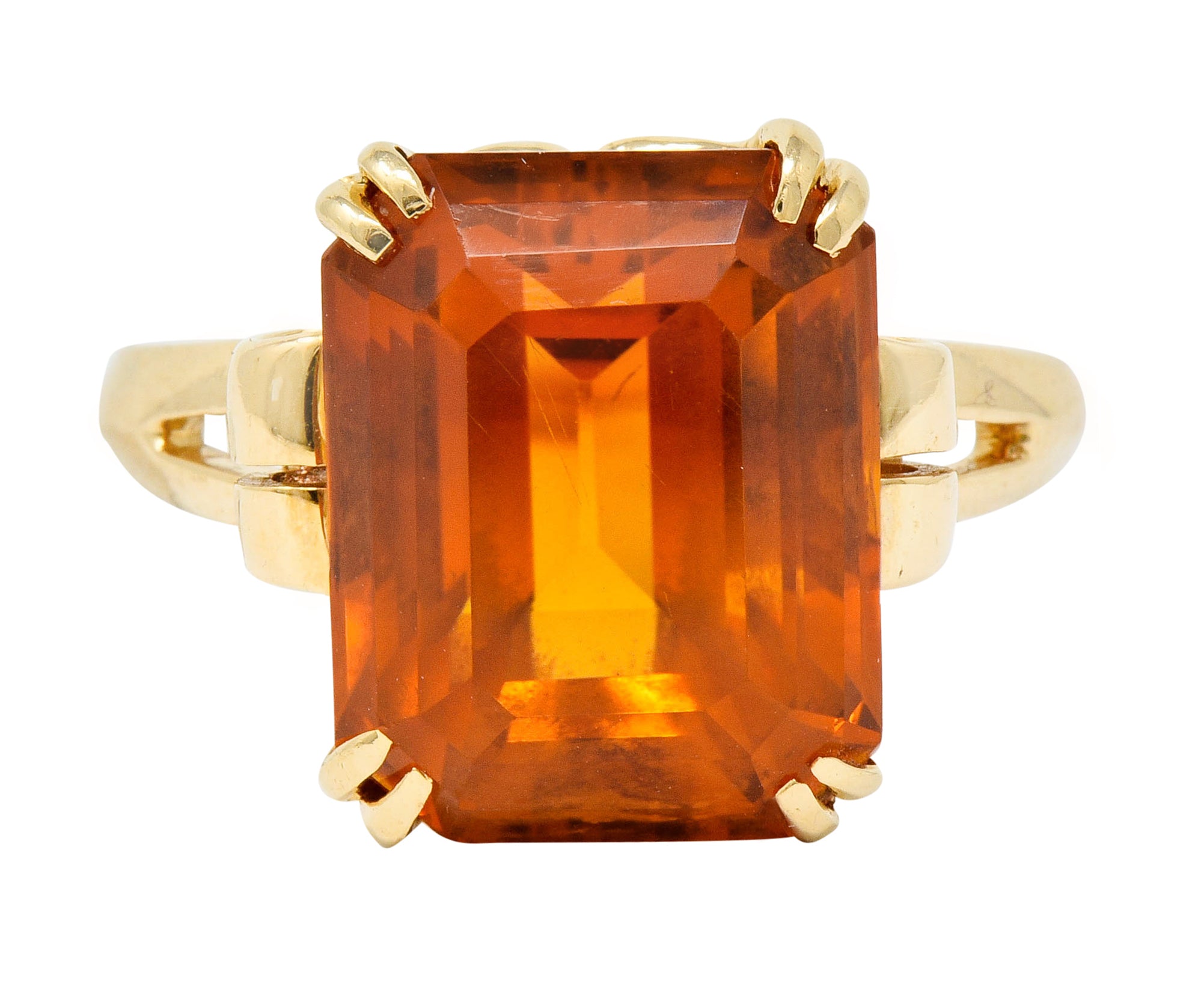 Tiffany & Co. Retro 7.25 CTW Citrine 18 Karat Gold Statement Ring Wilson's Estate Jewelry