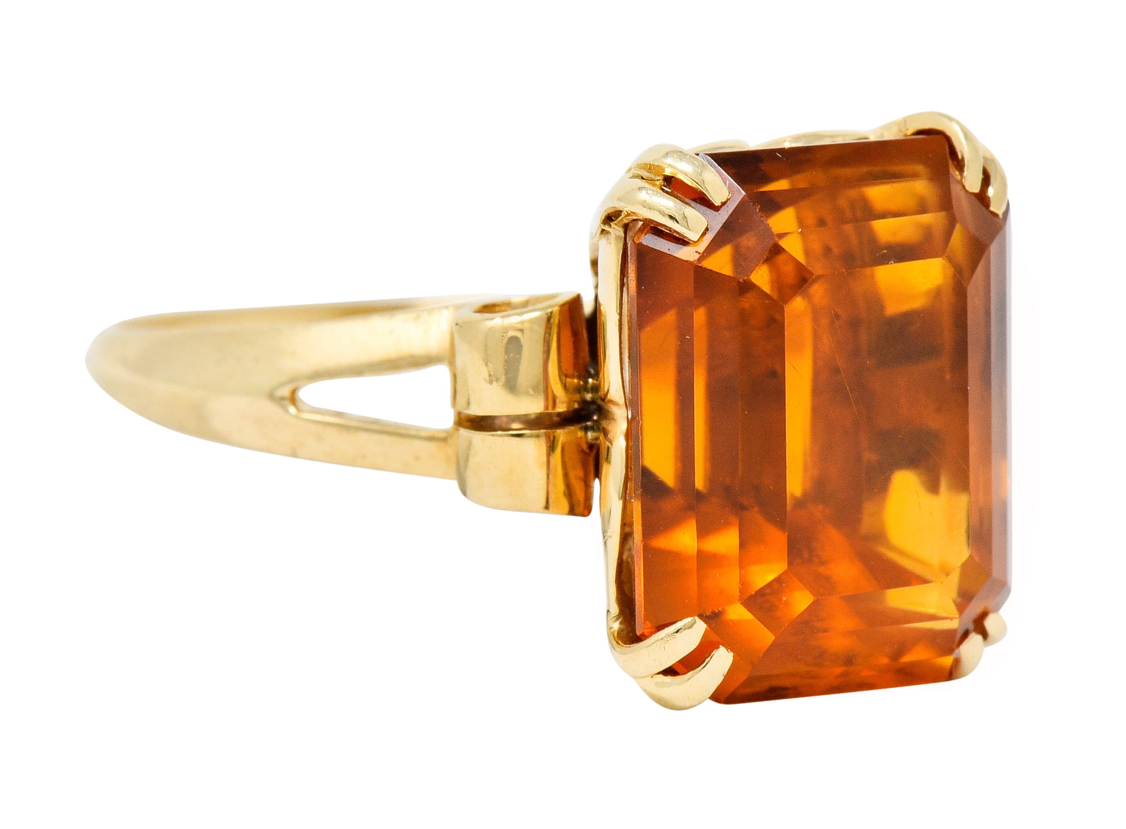 Tiffany & Co. Retro 7.25 CTW Citrine 18 Karat Gold Statement Ring Wilson's Estate Jewelry