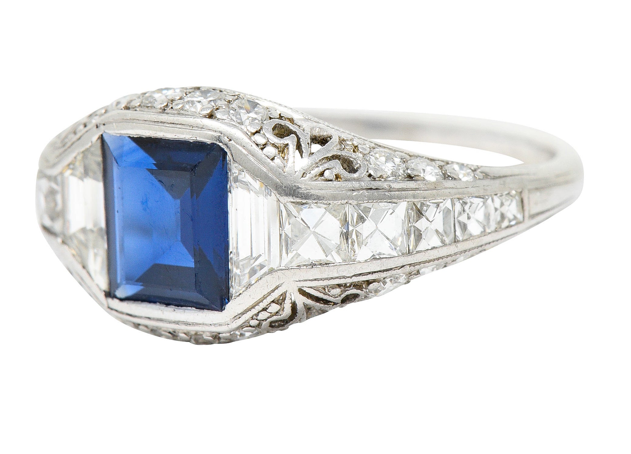 Art Deco Tiffany & Co. Sapphire Diamond Platinum Dinner RingRing - Wilson's Estate Jewelry