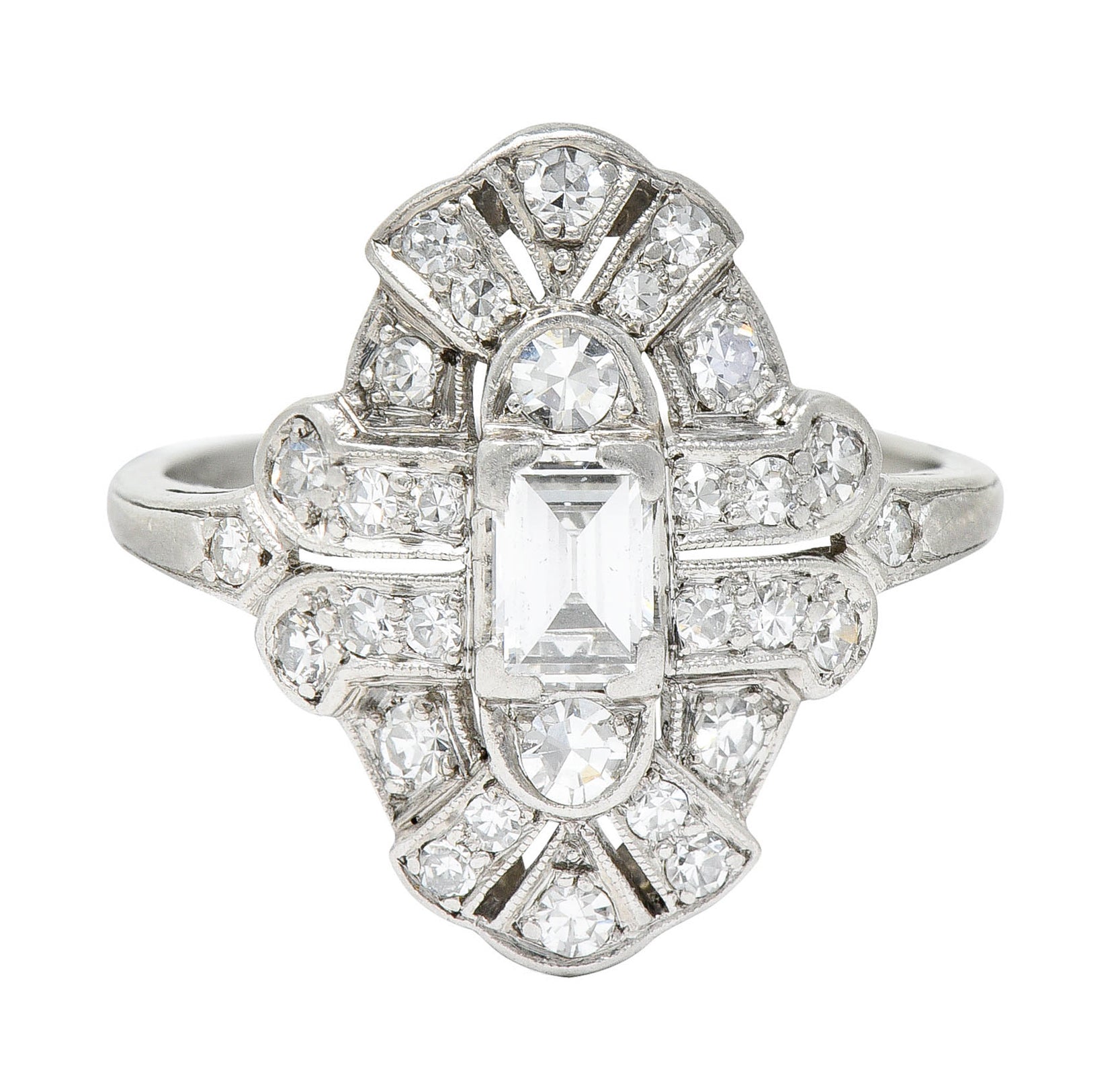 1930's Maurice Tishman Art Deco 0.75 CTW Diamond Platinum Dinner RingRing - Wilson's Estate Jewelry