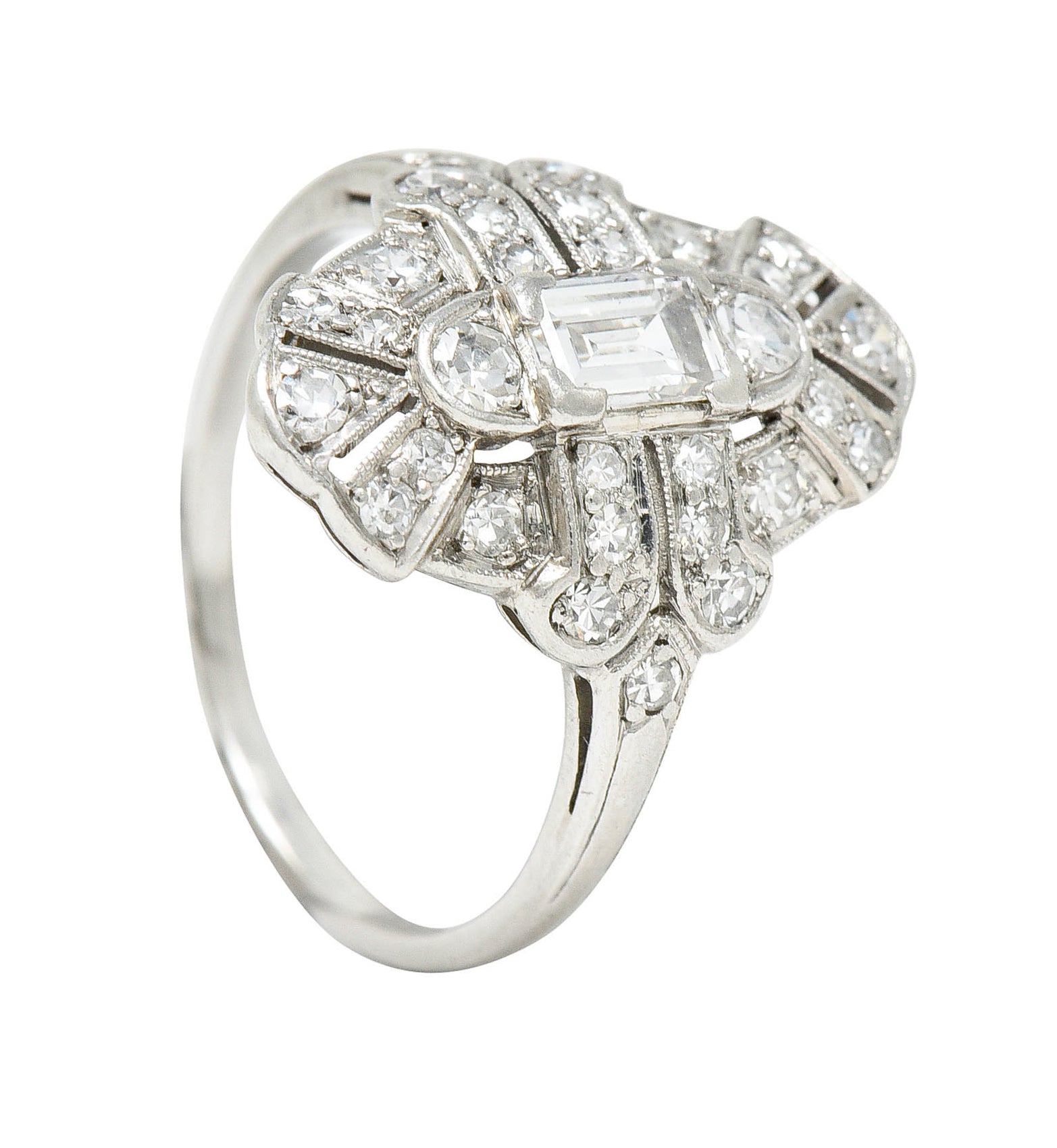 1930's Maurice Tishman Art Deco 0.75 CTW Diamond Platinum Dinner RingRing - Wilson's Estate Jewelry