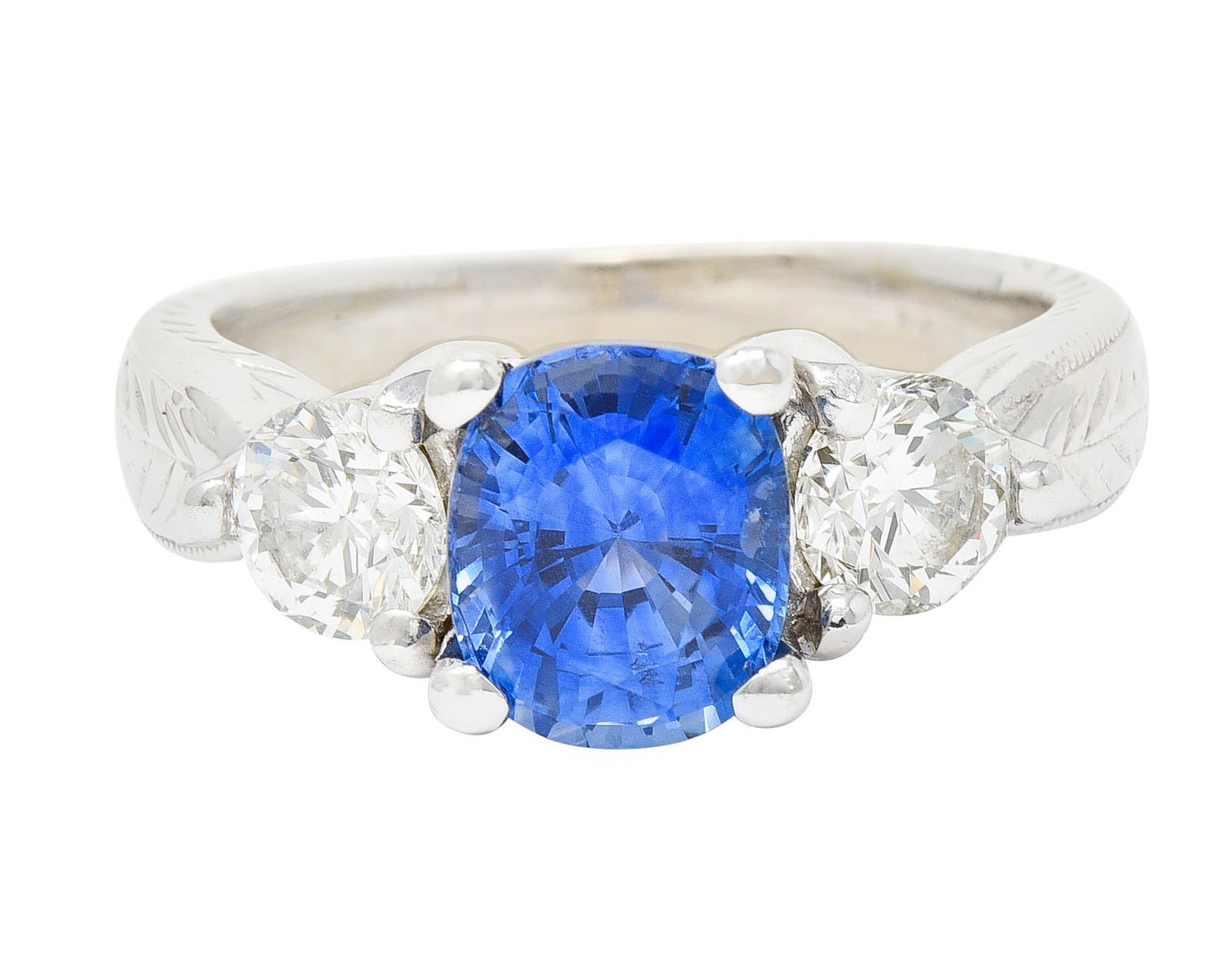 Contemporary 2.62 CTW Sapphire Diamond 14 Karat White Gold RingRing - Wilson's Estate Jewelry