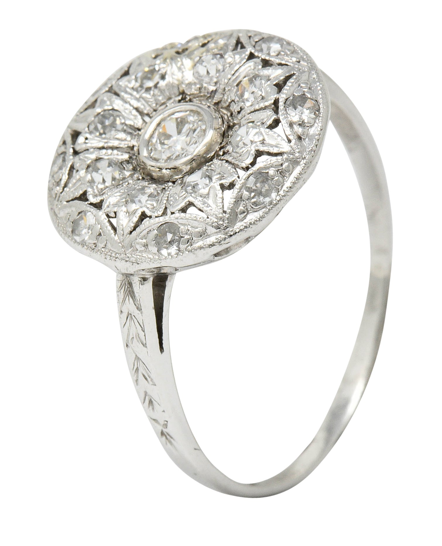 Art Deco 0.45 CTW Diamond Platinum Floral Dinner RingRing - Wilson's Estate Jewelry