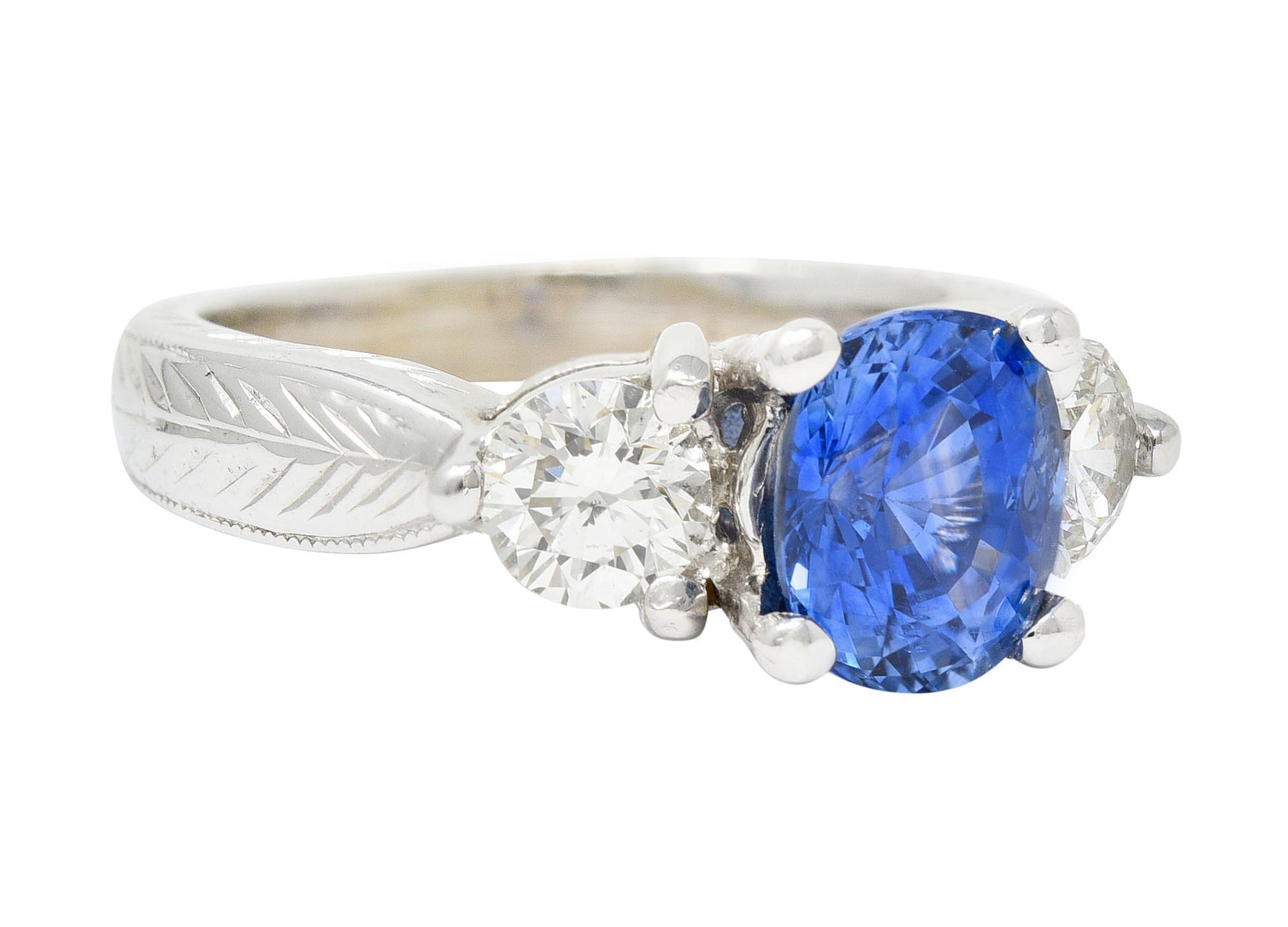 Contemporary 2.62 CTW Sapphire Diamond 14 Karat White Gold RingRing - Wilson's Estate Jewelry