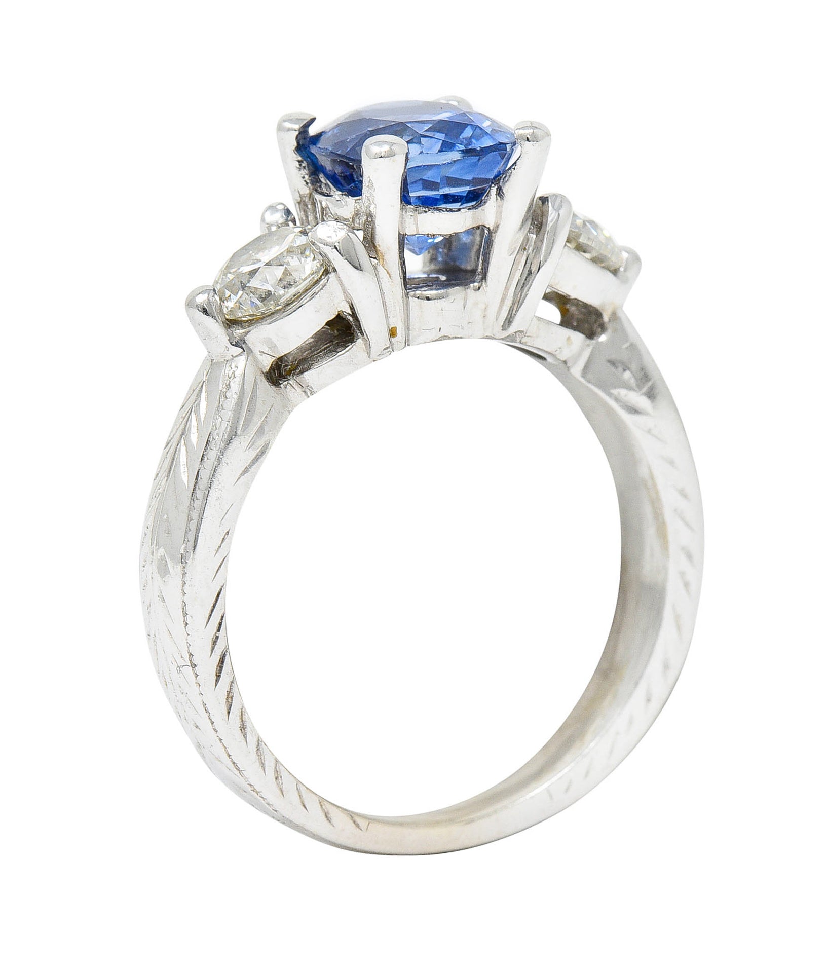 Contemporary 2.62 CTW Sapphire Diamond 14 Karat White Gold RingRing - Wilson's Estate Jewelry