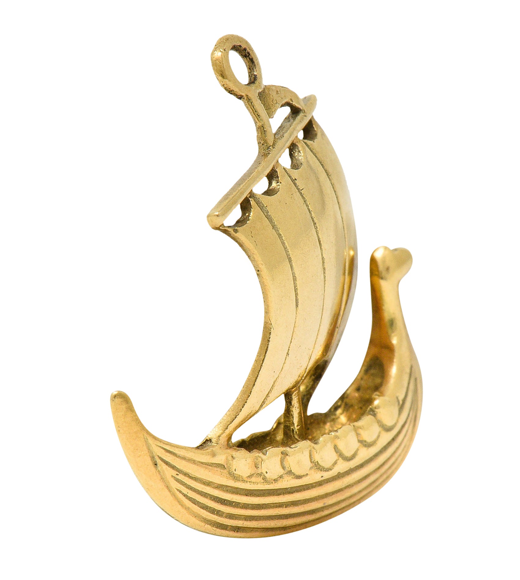 Art Nouveau 14 Karat Gold Viking Longship Charmcharm - Wilson's Estate Jewelry