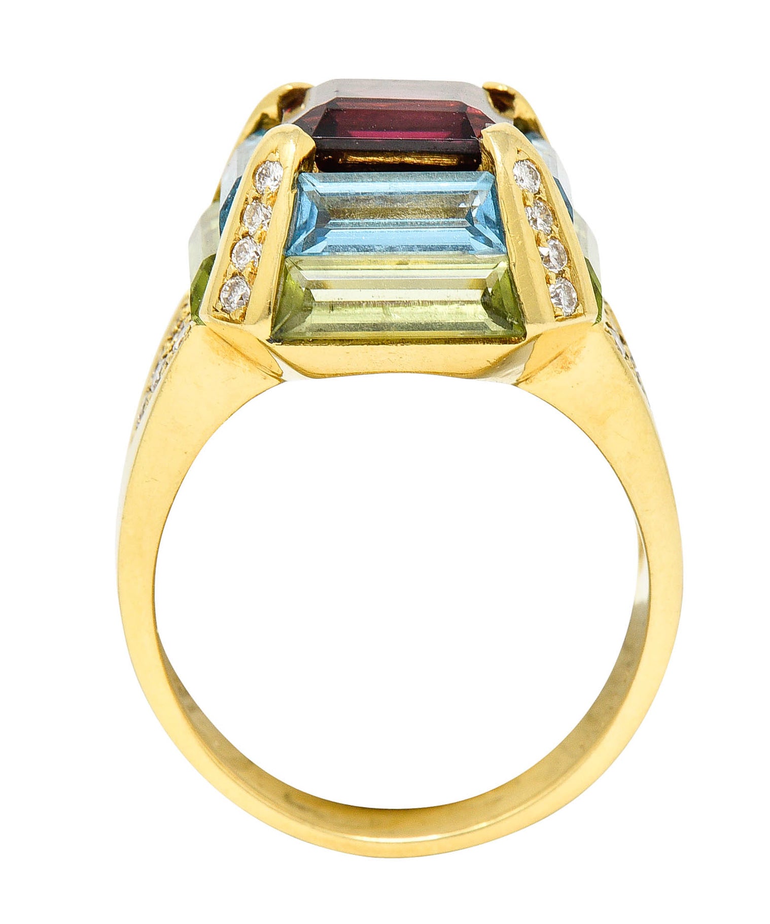 Vintage Garnet Topaz Peridot Diamond 18 Karat Gold Gemstone RingRing - Wilson's Estate Jewelry