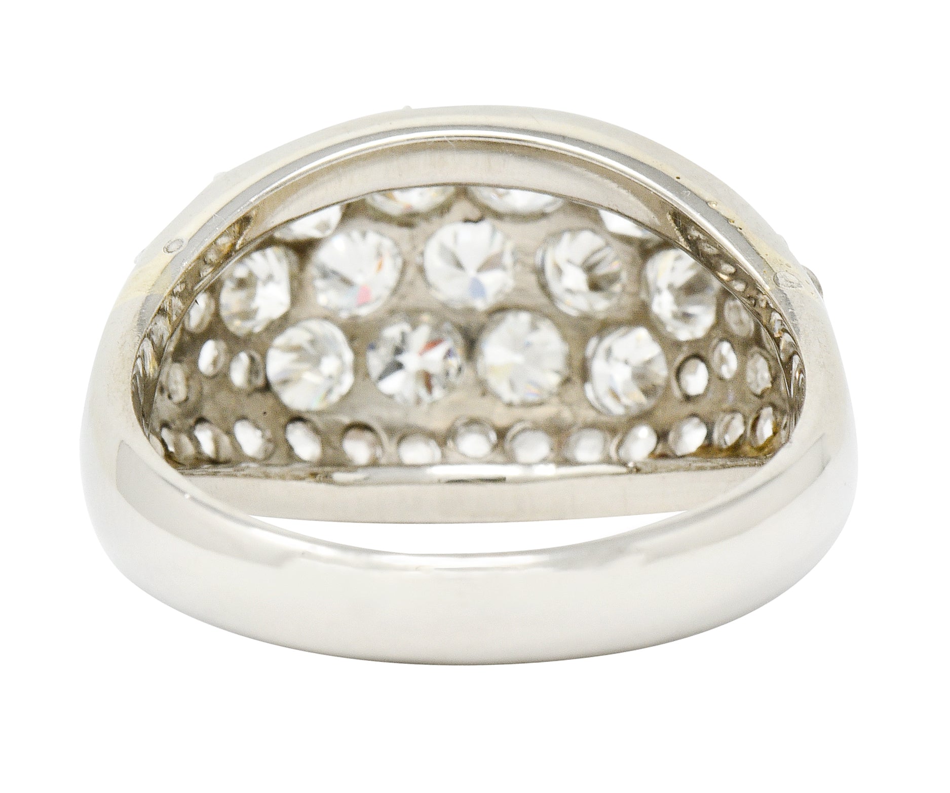 Art Deco 2.10 CTW Diamond 18 Karat White Gold Pave Bombe Band Ring - Wilson's Estate Jewelry