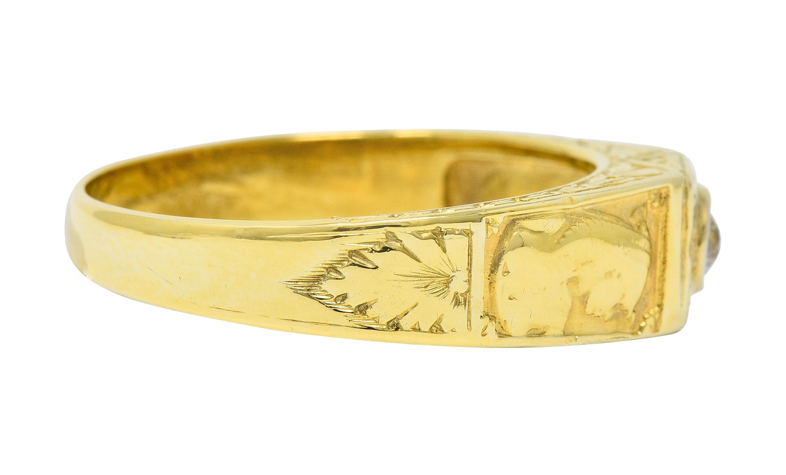 Egyptian Revival Diamond 14 Karat Gold Lotus & Pharaoh RingRing - Wilson's Estate Jewelry