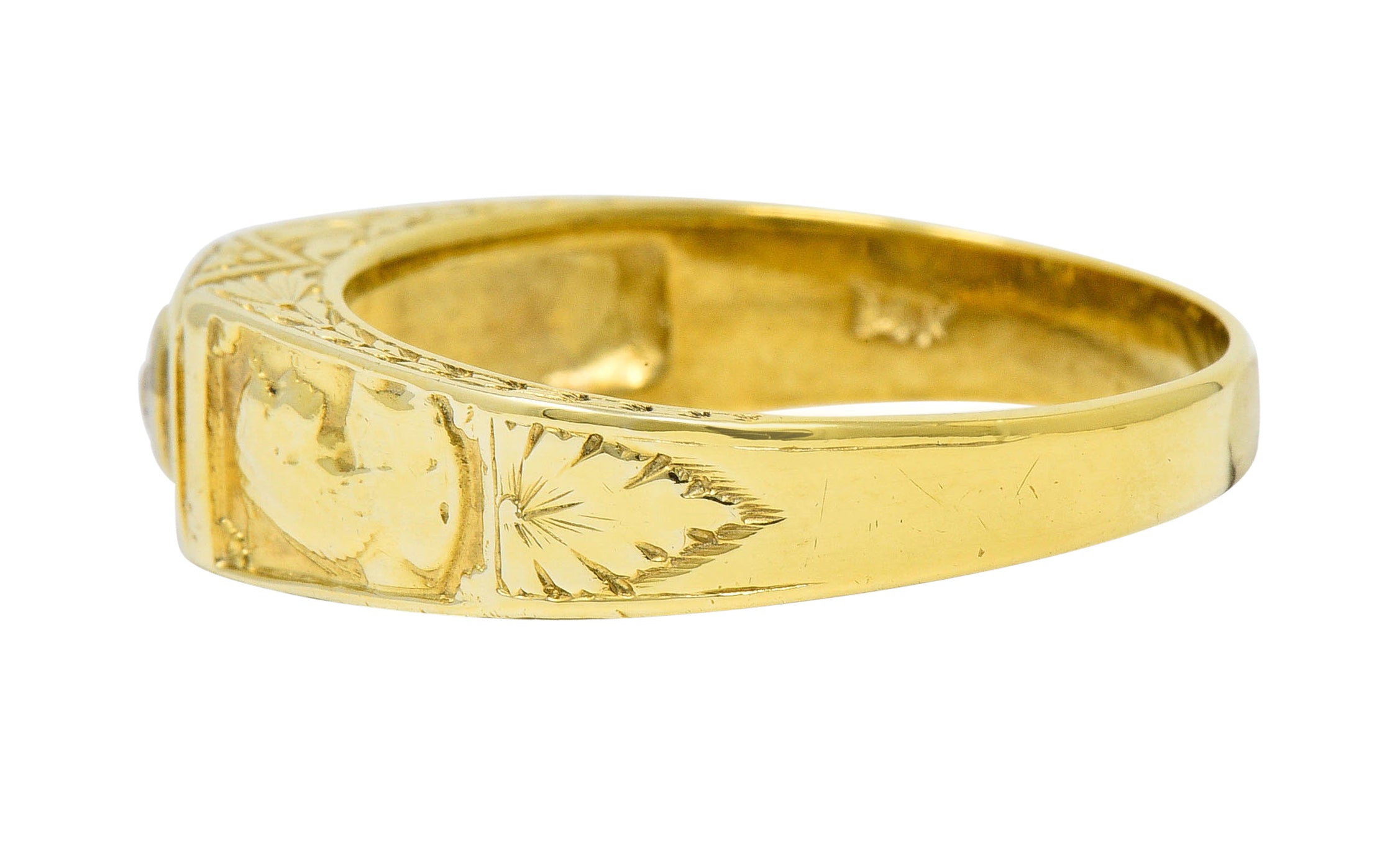 Egyptian Revival Diamond 14 Karat Gold Lotus & Pharaoh RingRing - Wilson's Estate Jewelry