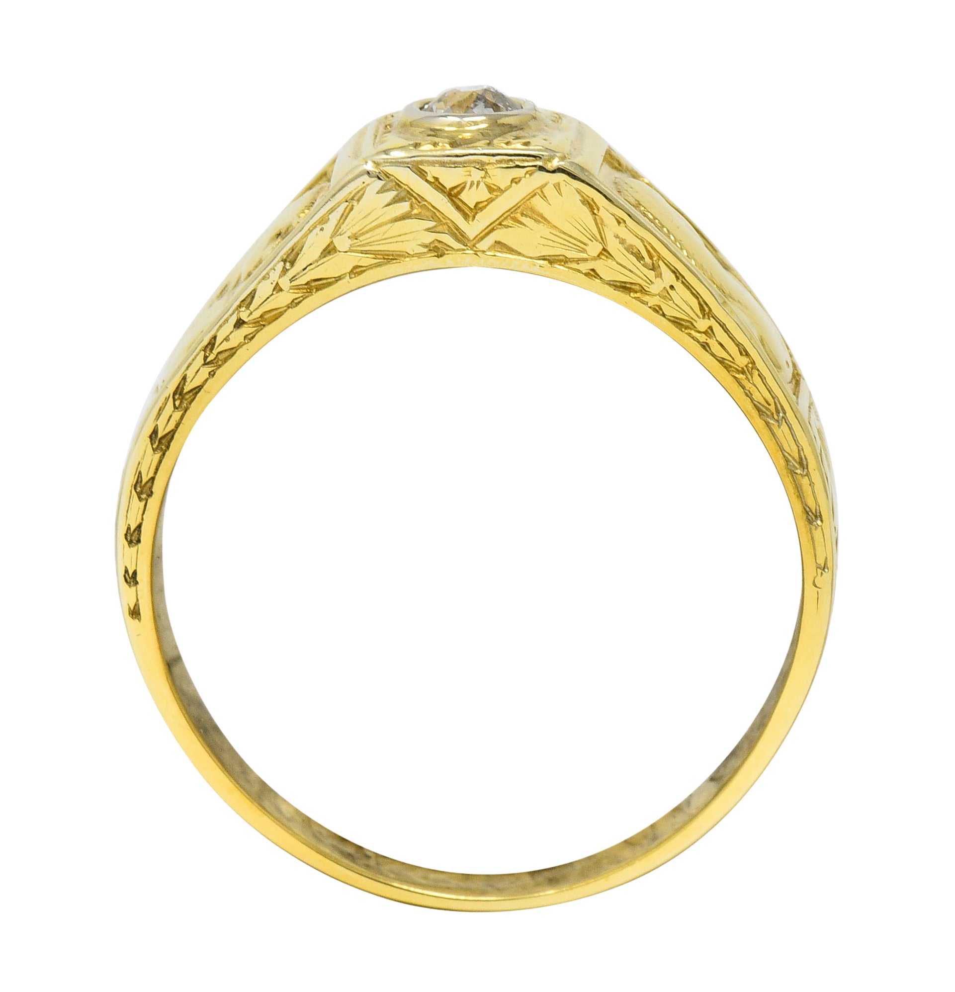 Egyptian Revival Diamond 14 Karat Gold Lotus & Pharaoh RingRing - Wilson's Estate Jewelry