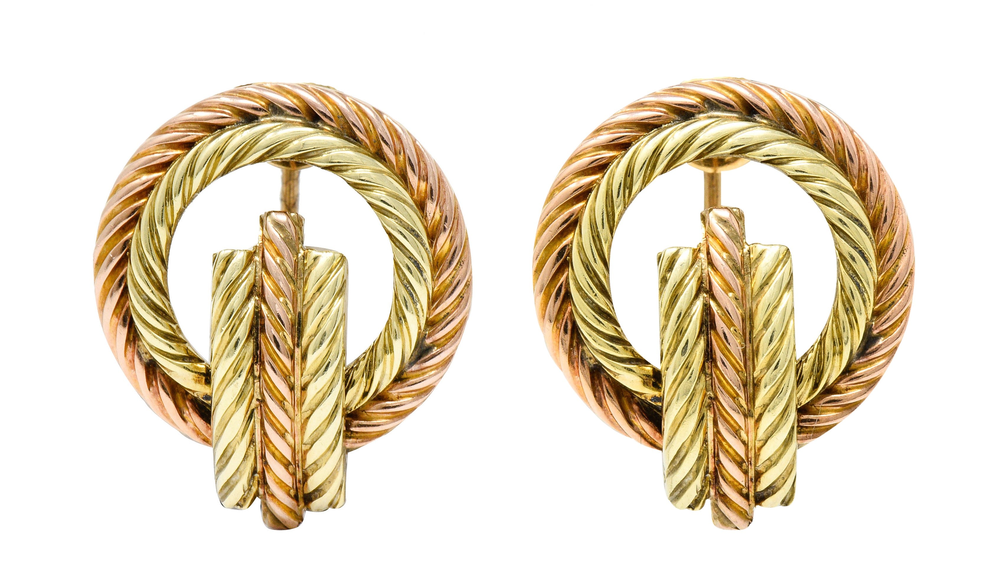 Tiffany & Co. Retro 14 Karat Two-Tone Gold Twisted Rope Screwback EarringsEarrings - Wilson's Estate Jewelry