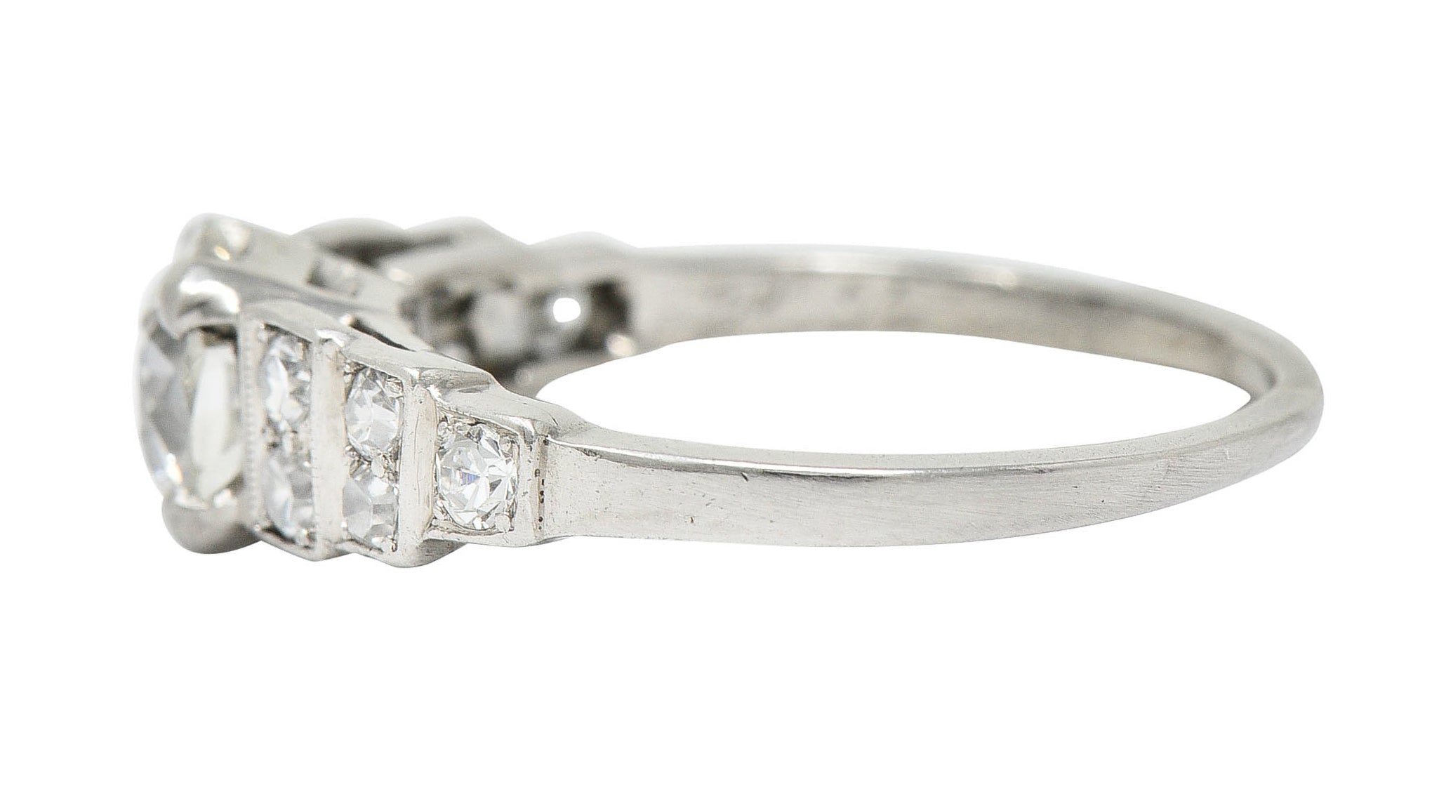 1920 Art Deco 1.25 CTW Diamond Platinum Stepped Engagement Ring GIARing - Wilson's Estate Jewelry