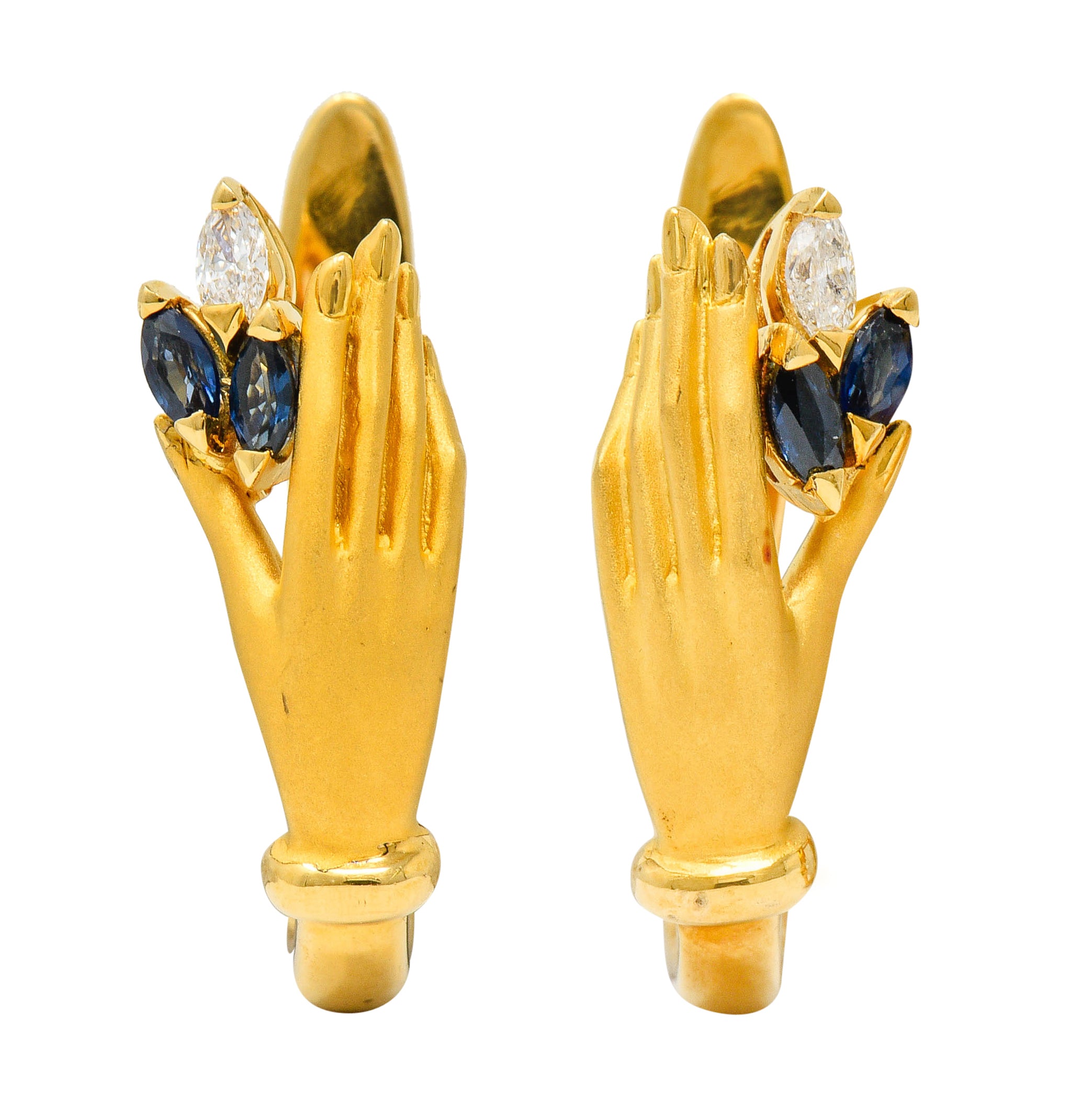 Carrera y Carrera Sapphire Diamond 18 Karat Gold Las Manos EarringsEarrings - Wilson's Estate Jewelry