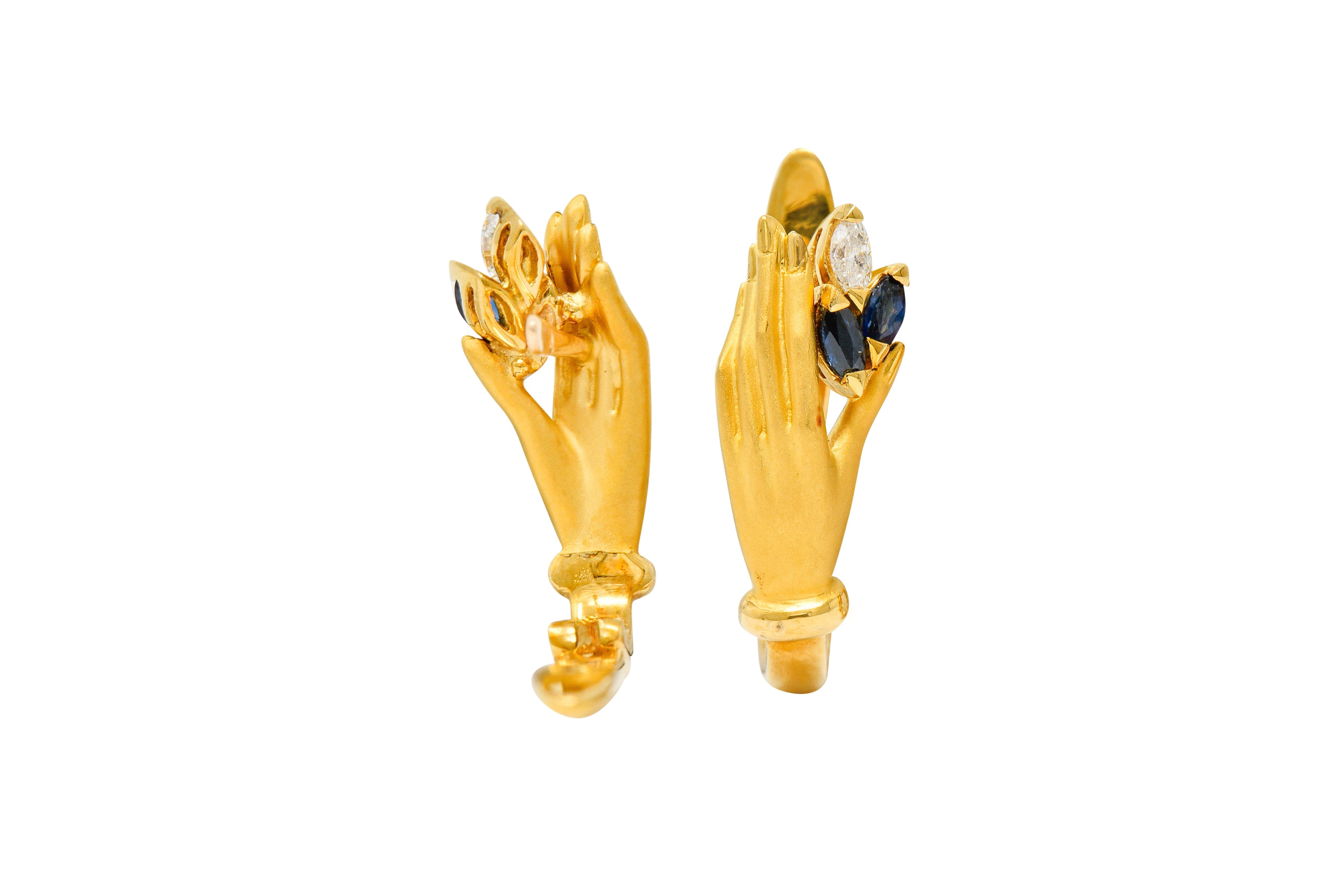 Carrera y Carrera Sapphire Diamond 18 Karat Gold Las Manos EarringsEarrings - Wilson's Estate Jewelry