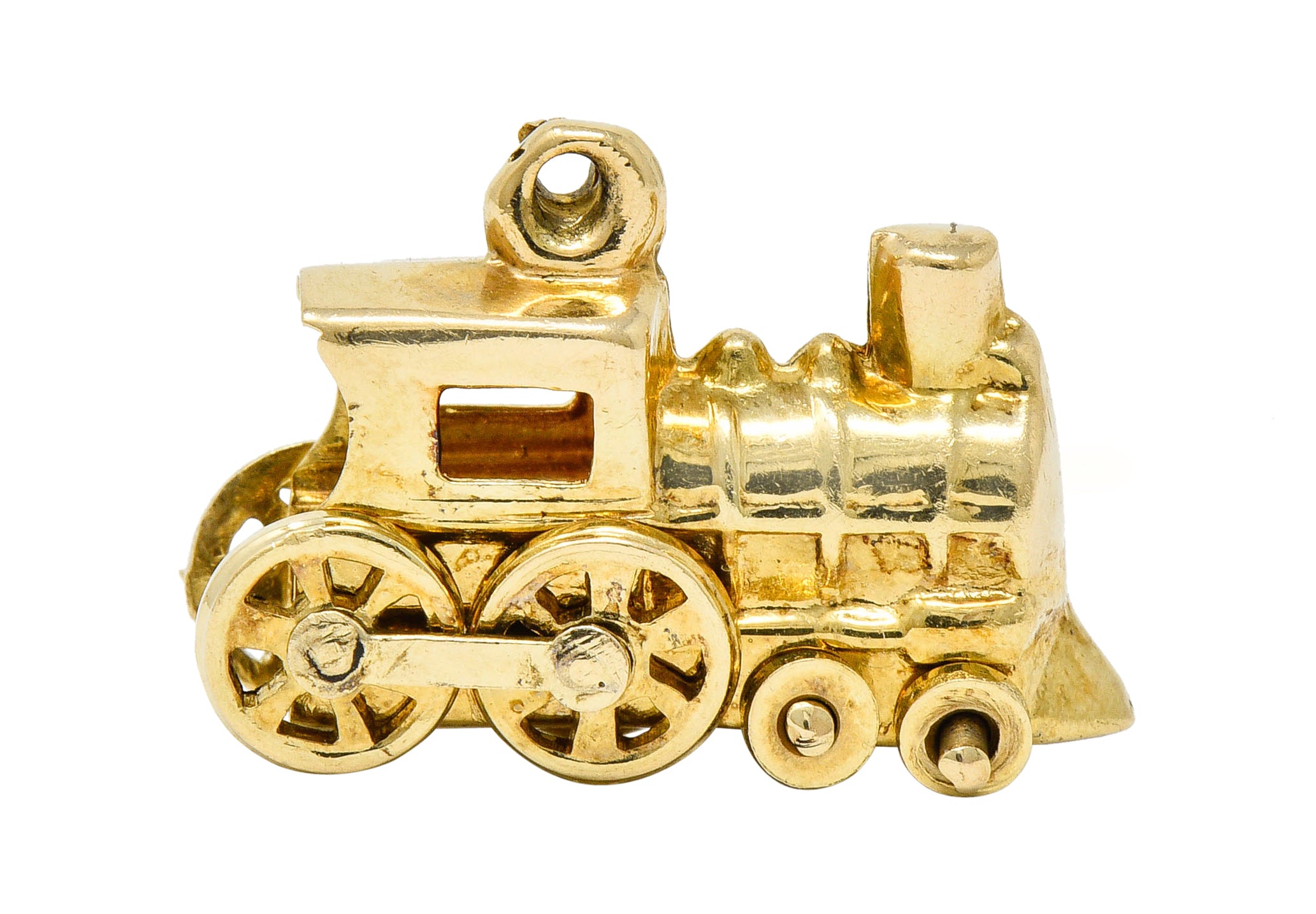 Vintage 14 Karat Gold Steam Engine Train Charmcharm - Wilson's Estate Jewelry