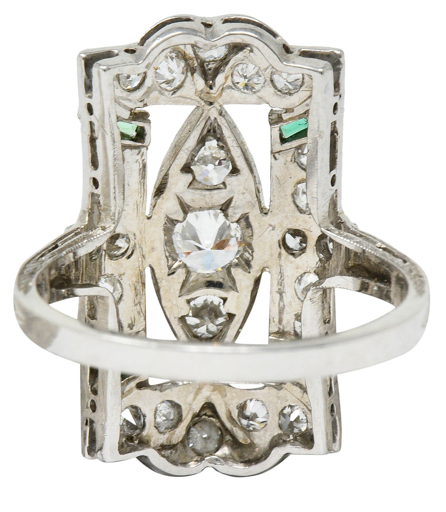 Art Deco 1.15 CTW Diamond Emerald Platinum Dinner RingRing - Wilson's Estate Jewelry