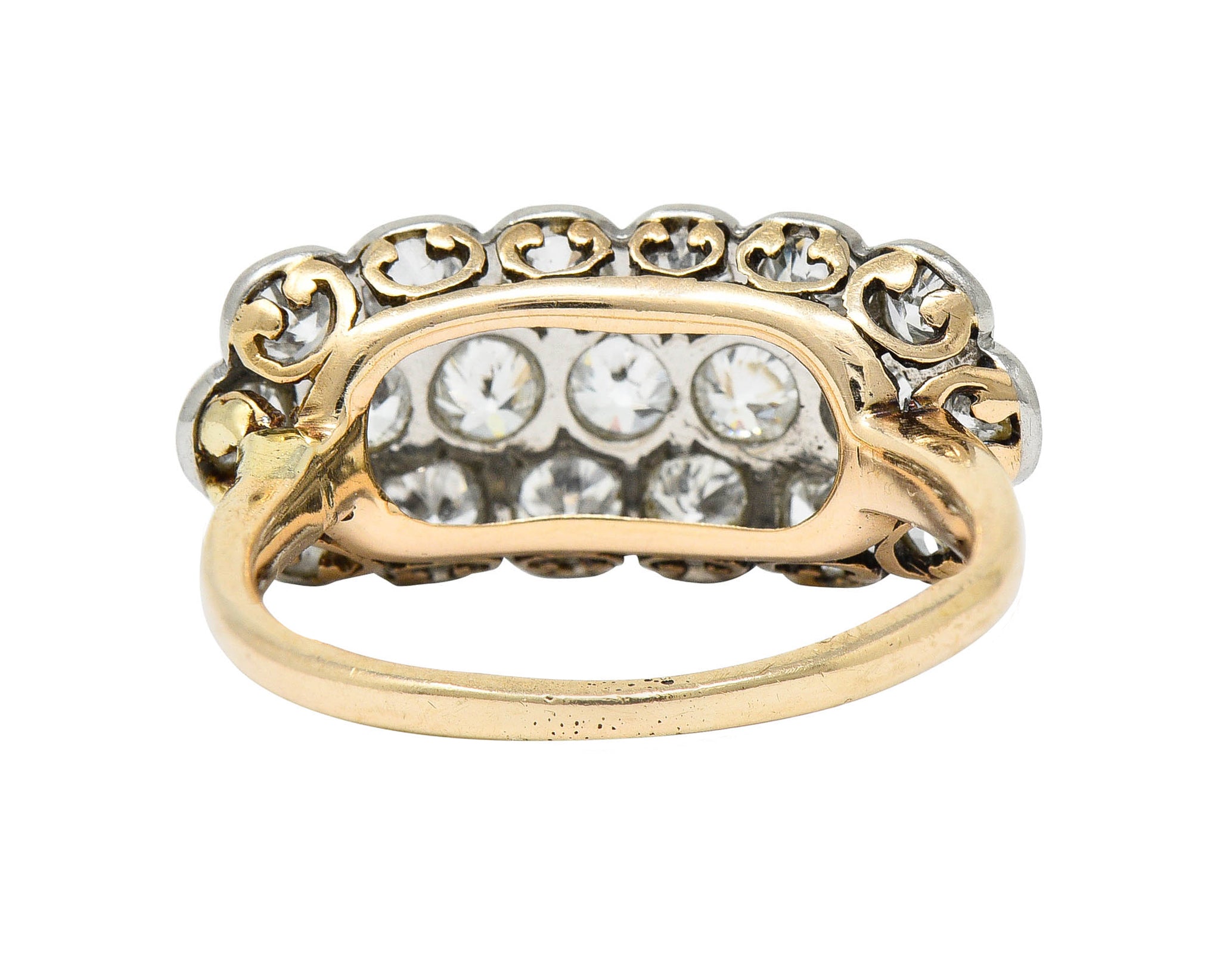 Edwardian 2.00 CTW Diamond Platinum-Topped 14 Karat Gold Cluster Band RingRing - Wilson's Estate Jewelry