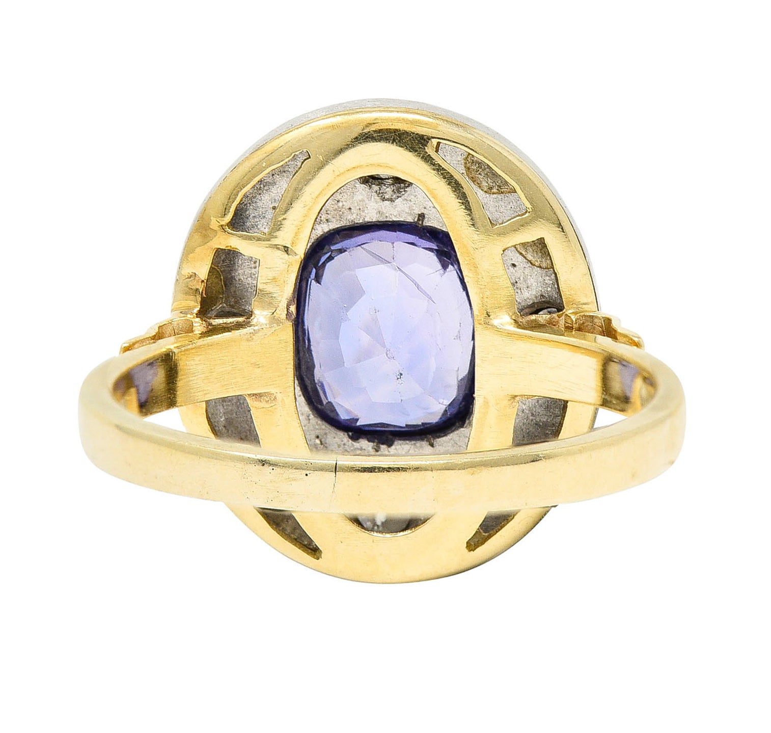 Arts & Crafts No Heat Ceylon Purple Sapphire Diamond Platinum-Topped 14 Karat Gold RingRing - Wilson's Estate Jewelry