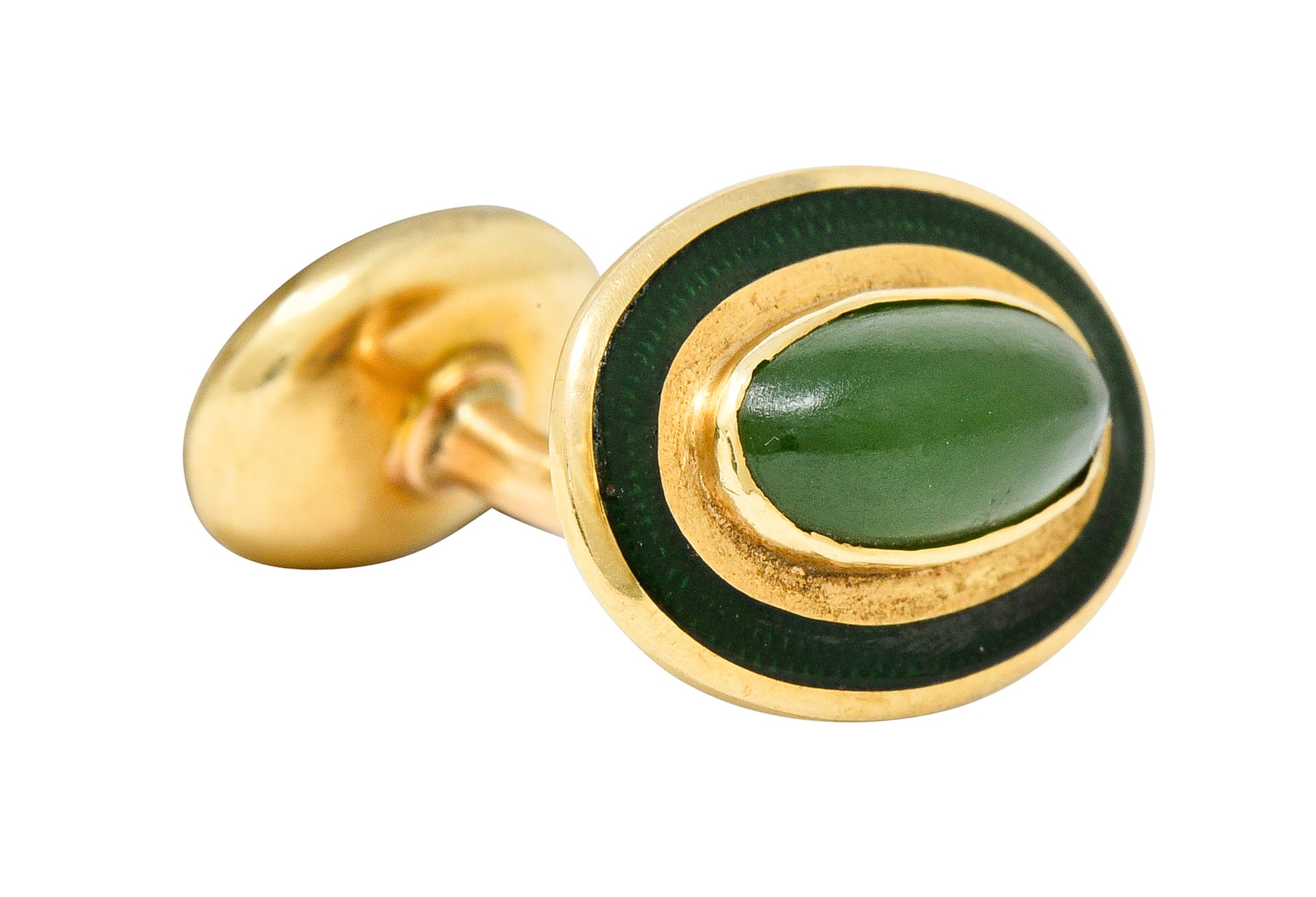 Alling & Co. Art Nouveau Jade 14 Karat Gold Men's Cufflinks - Wilson's Estate Jewelry