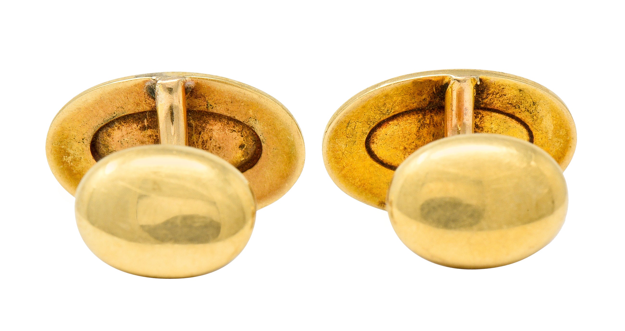 Alling & Co. Art Nouveau Jade 14 Karat Gold Men's Cufflinks - Wilson's Estate Jewelry