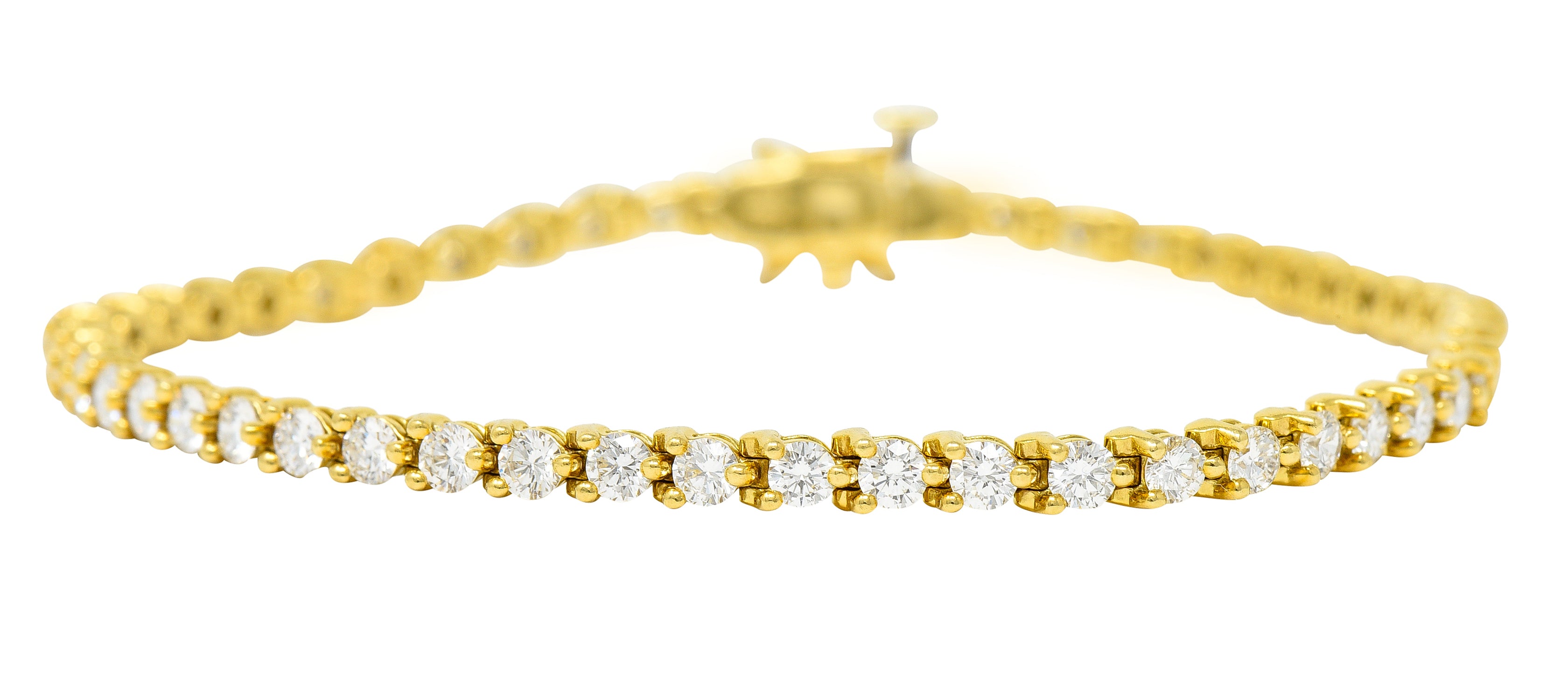 Tiffany & Co. 3.75 CTW Diamond 18 Karat Yellow Gold Vintage Victoria Tennis Bracelet Wilson's Estate Jewelry