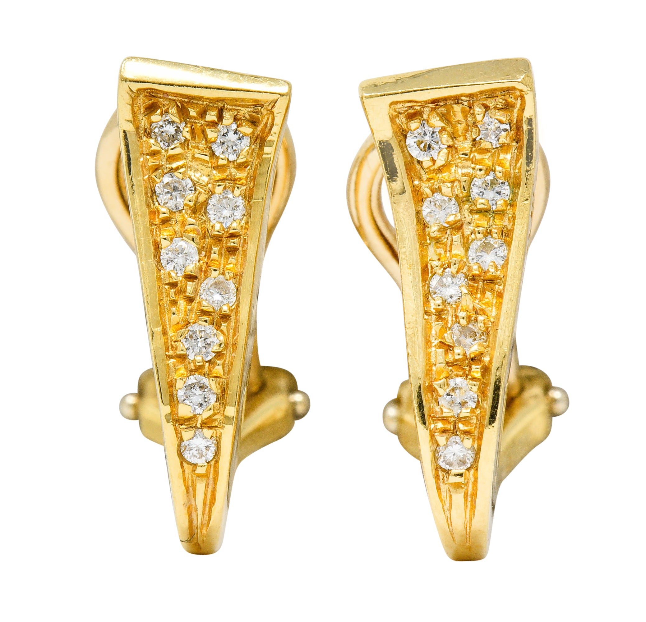 Unoaerre Diamond 18 Karat Gold Italian Huggie Ear-Clip EarringsEarrings - Wilson's Estate Jewelry