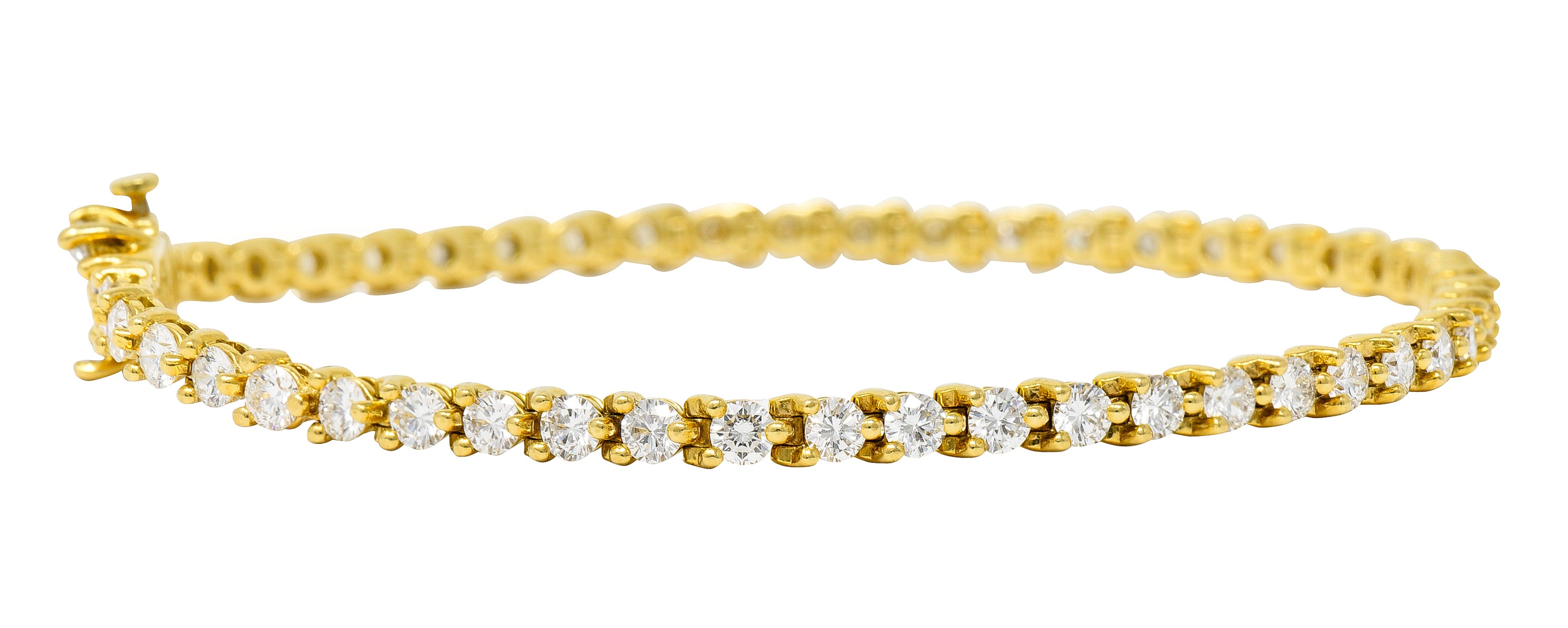 Tiffany & Co. 3.75 CTW Diamond 18 Karat Yellow Gold Vintage Victoria Tennis Bracelet Wilson's Estate Jewelry