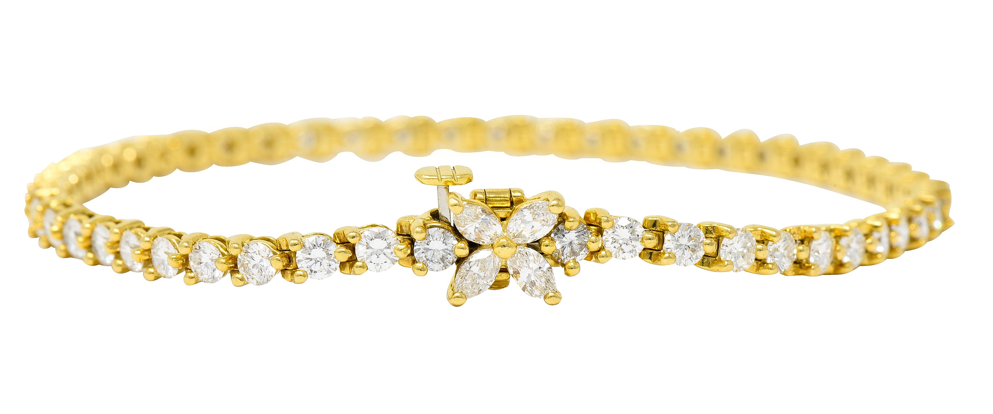 Tiffany & Co. 3.75 CTW Diamond 18 Karat Yellow Gold Vintage Victoria Tennis Bracelet Wilson's Estate Jewelry