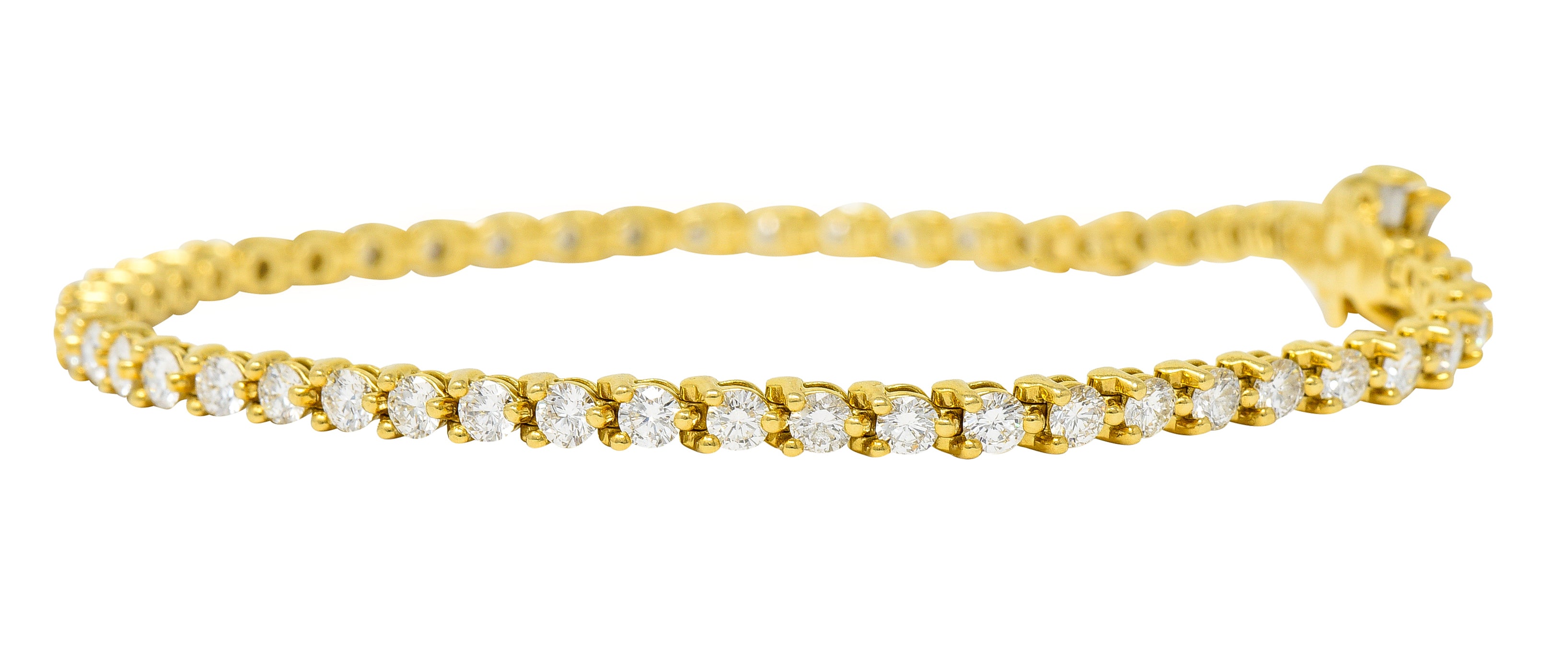 Tiffany & Co. 3.75 CTW Diamond 18 Karat Yellow Gold Vintage Victoria Tennis Bracelet Wilson's Estate Jewelry