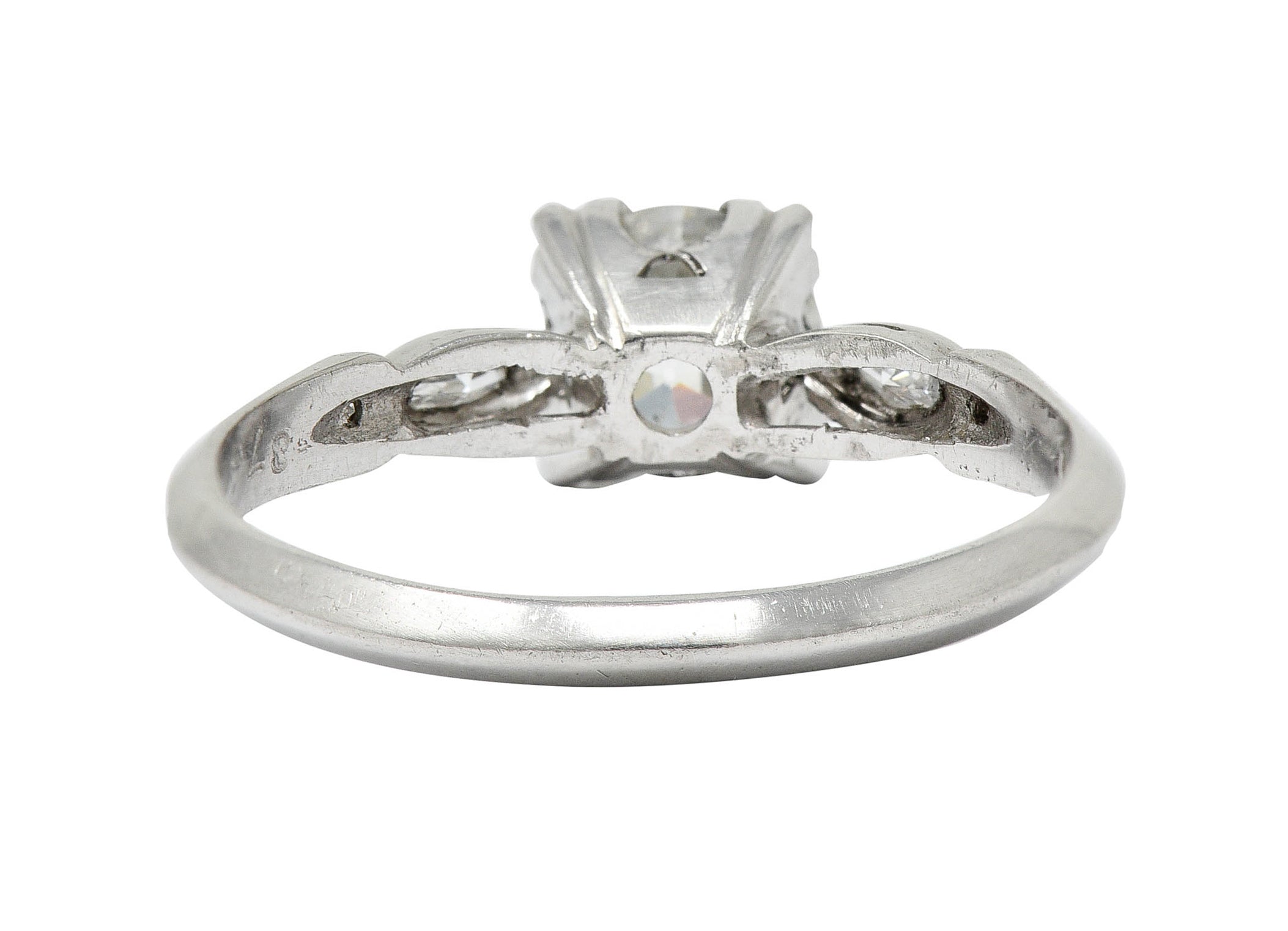 Art Deco 0.92 CTW Diamond Platinum Navette Engagement Ring GIA Circa 1930Ring - Wilson's Estate Jewelry