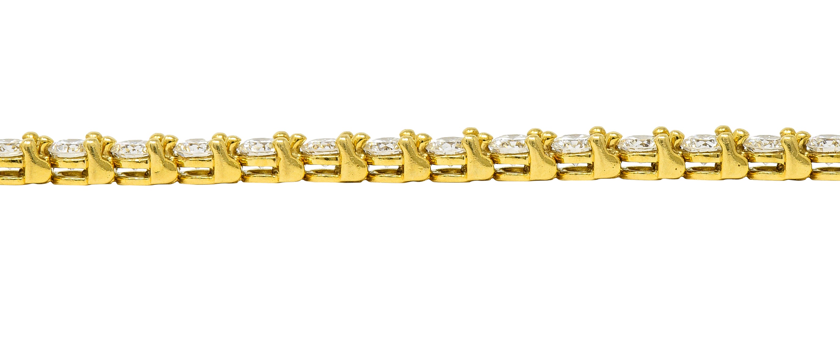 Tiffany & Co. 3.75 CTW Diamond 18 Karat Yellow Gold Vintage Victoria Tennis Bracelet Wilson's Estate Jewelry