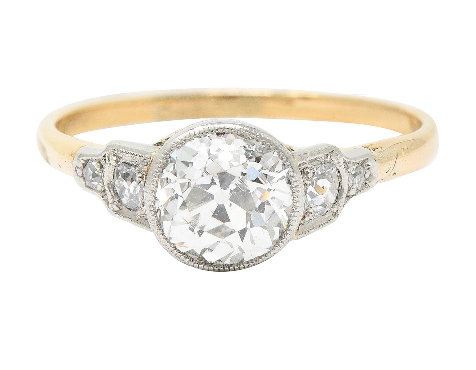 Edwardian 1.40 CTW Diamond Platinum-Topped 14 Karat Gold Engagement RingRing - Wilson's Estate Jewelry