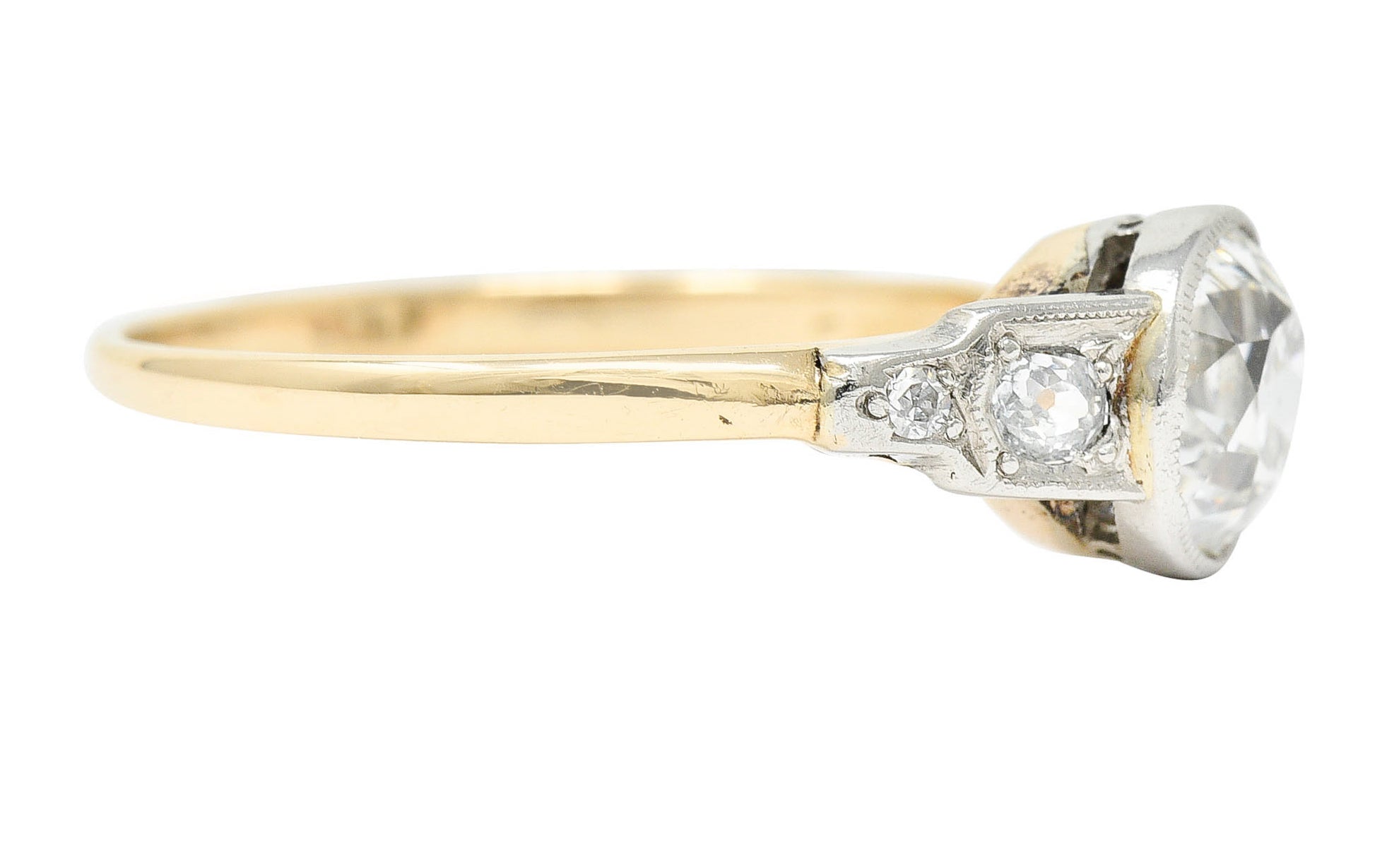 Edwardian 1.40 CTW Diamond Platinum-Topped 14 Karat Gold Engagement RingRing - Wilson's Estate Jewelry