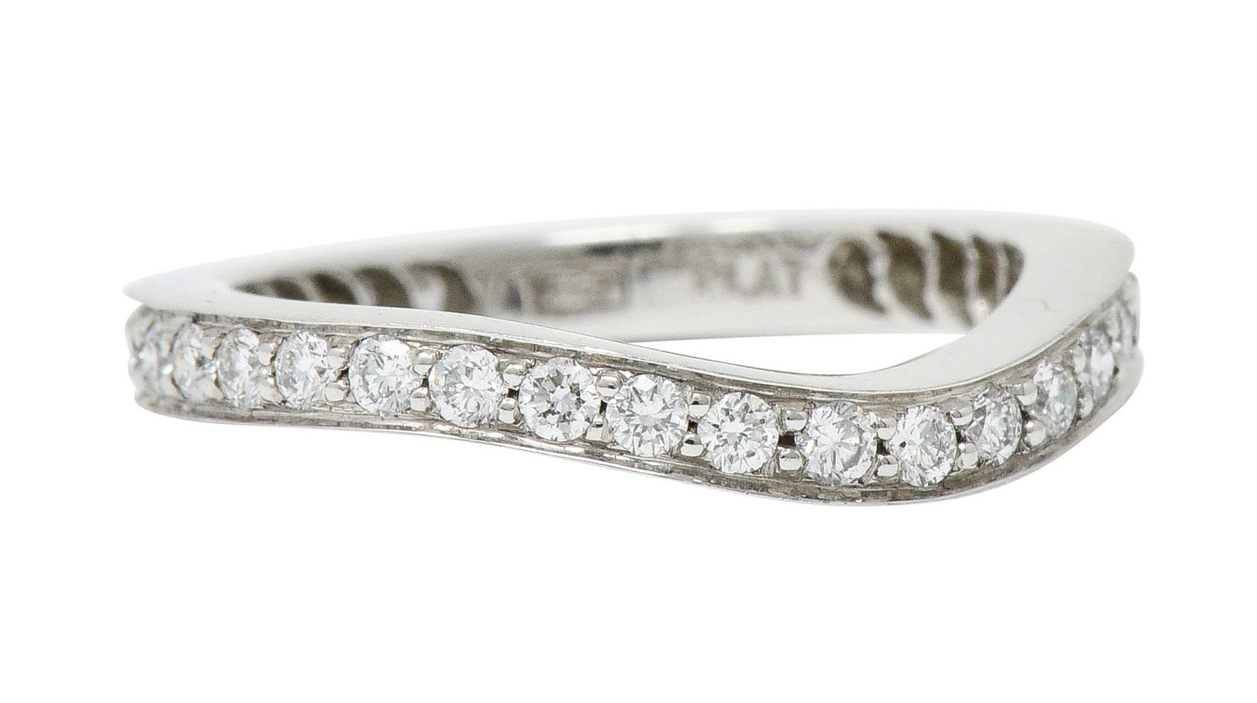 Modern 1.00 CTW Diamond Platinum Chevron Eternity Band RingRing - Wilson's Estate Jewelry