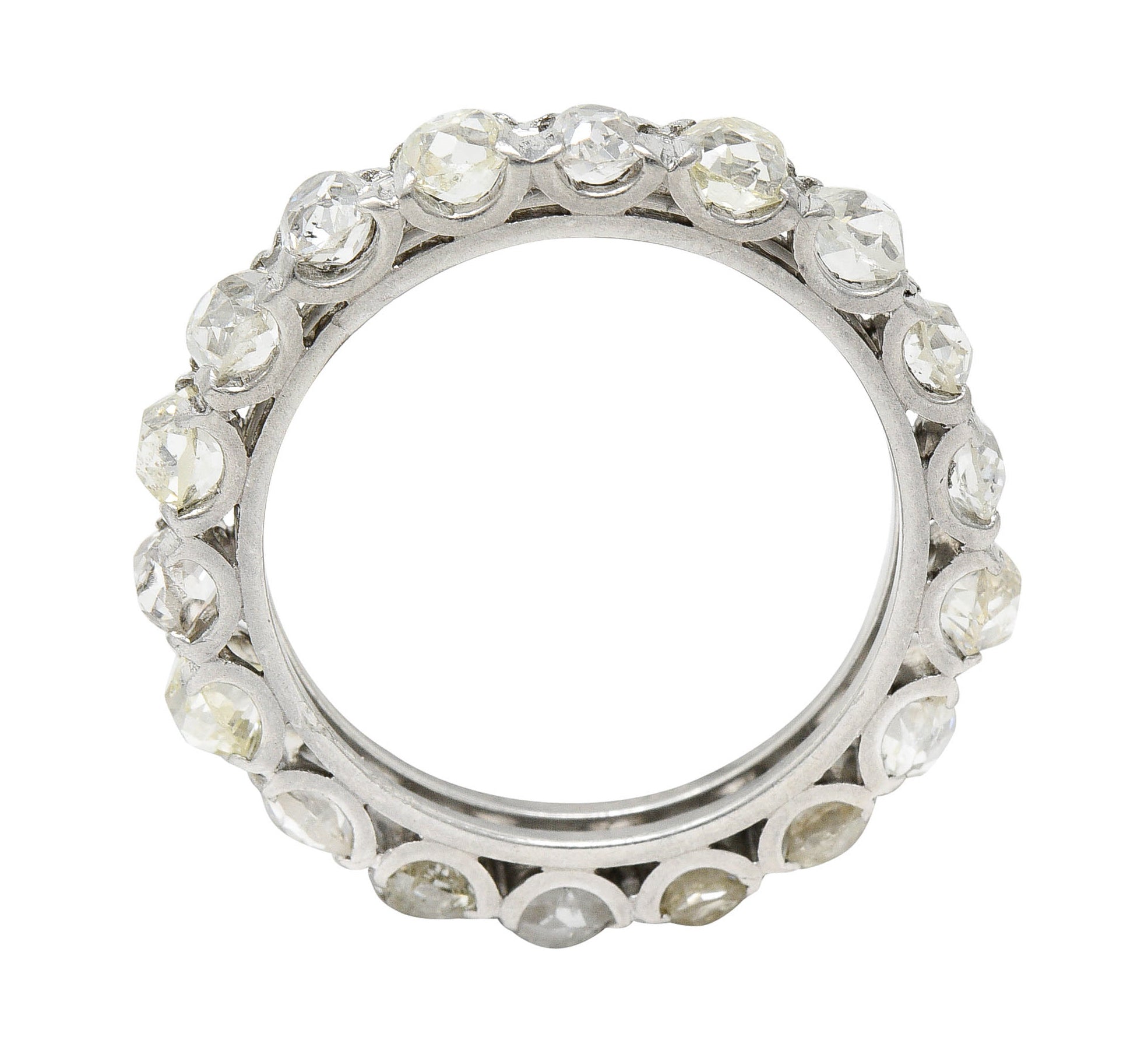 Art Deco 2.50 CTW Old Mine Diamond Platinum Eternity Band RingRing - Wilson's Estate Jewelry