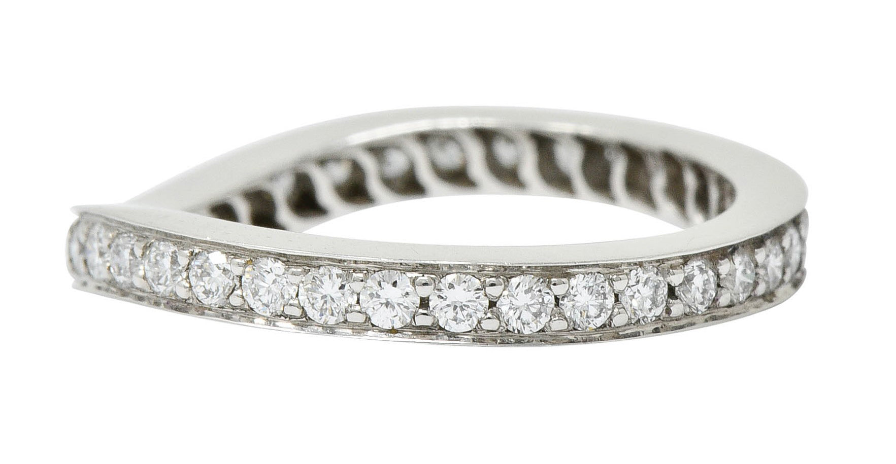 Modern 1.00 CTW Diamond Platinum Chevron Eternity Band RingRing - Wilson's Estate Jewelry