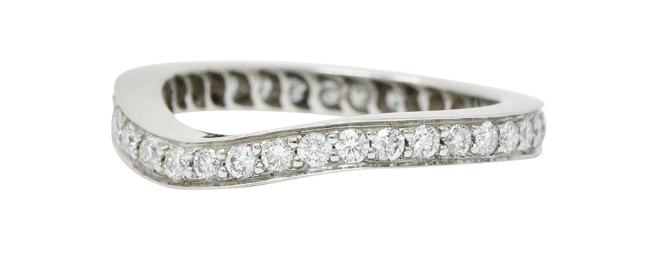 Modern 1.00 CTW Diamond Platinum Chevron Eternity Band RingRing - Wilson's Estate Jewelry