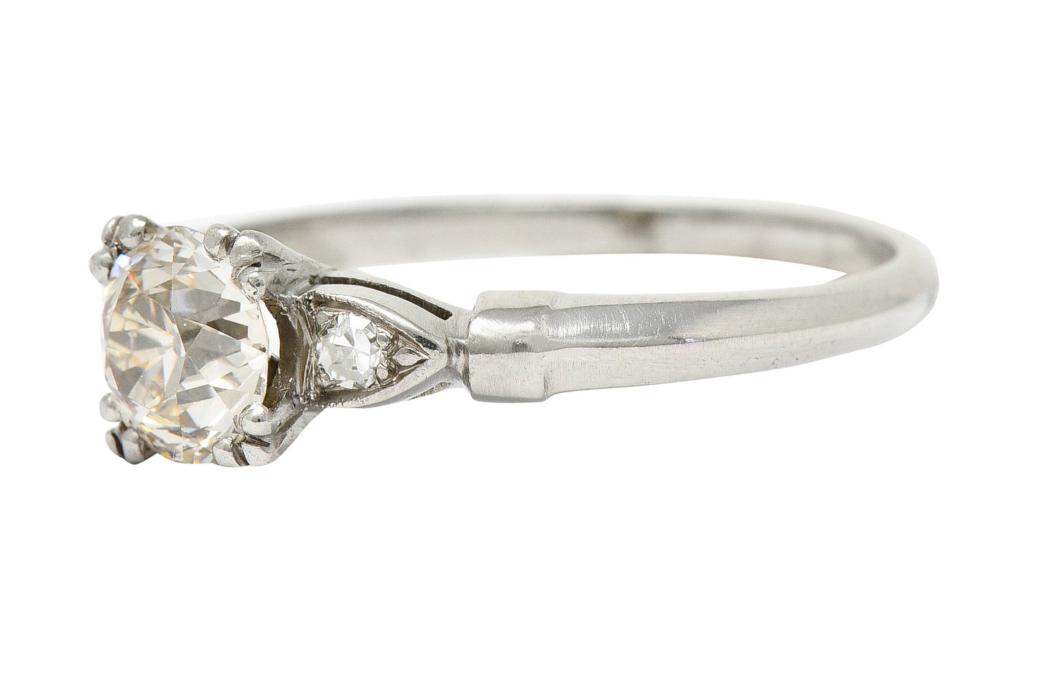 1940's Retro 1.10 CTW Diamond Palladium Engagement RingRing - Wilson's Estate Jewelry