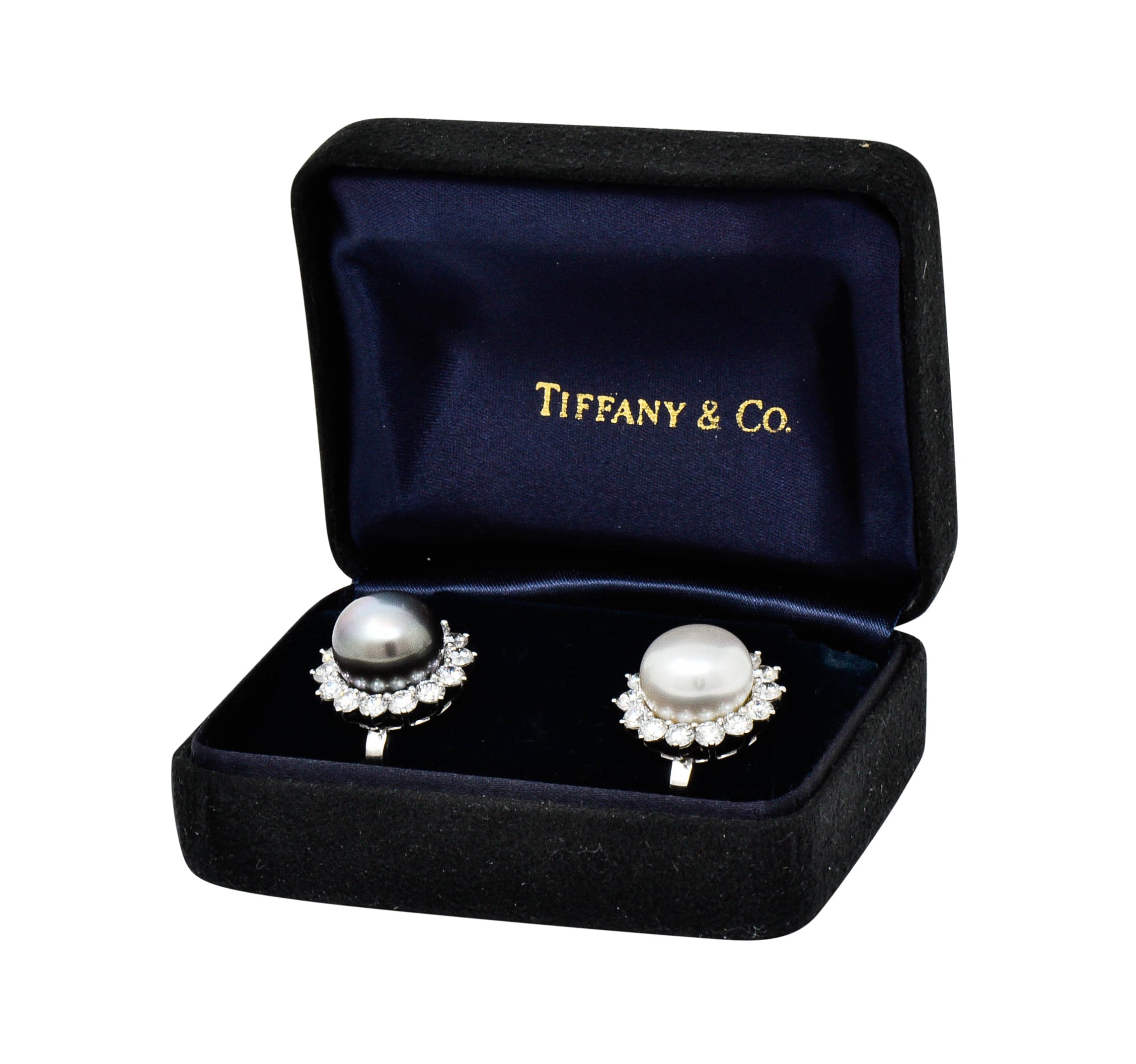 Tiffany & Co. South Sea Pearl 4.50 CTW Diamond Platinum Cluster EarringsEarrings - Wilson's Estate Jewelry