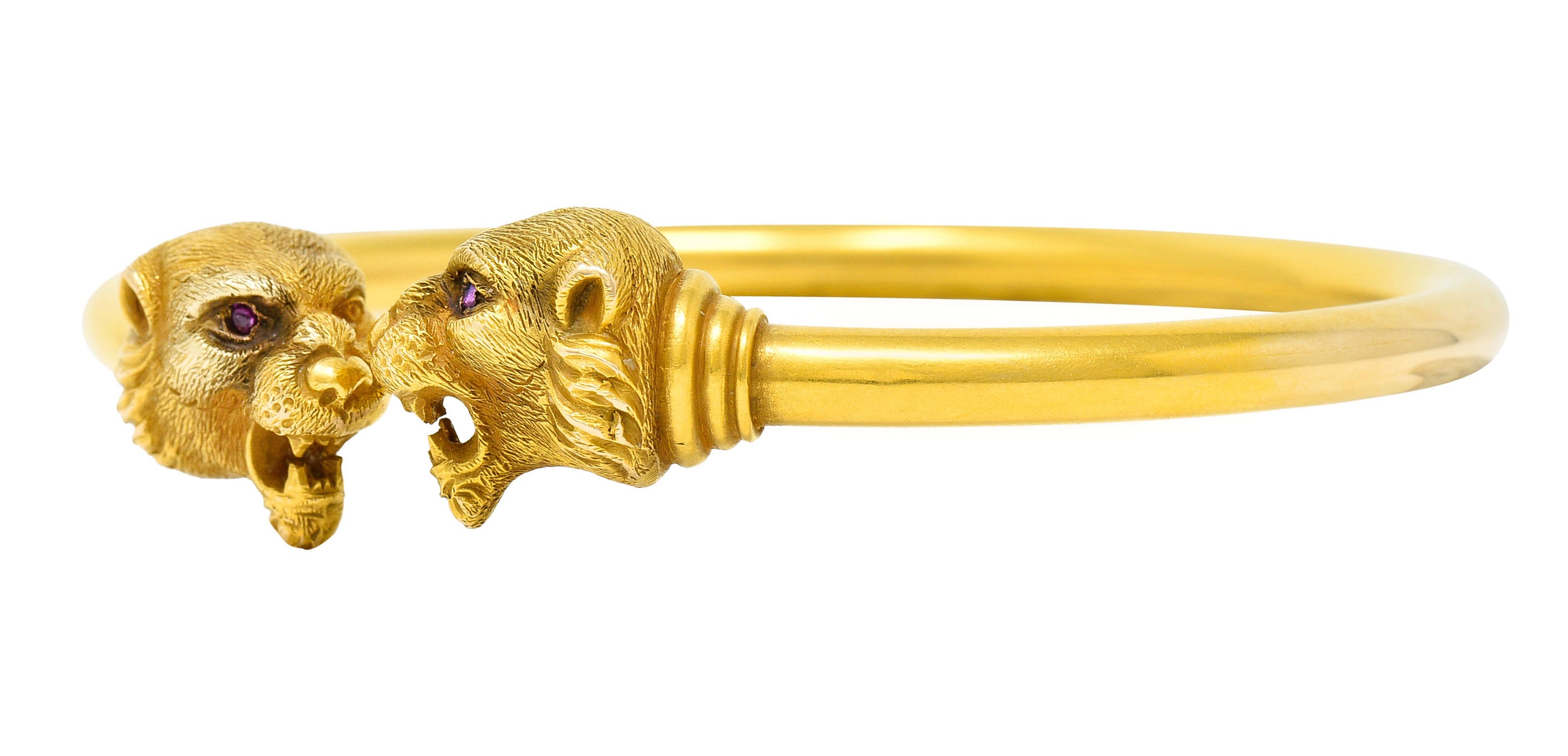 1900 Sloan & Co. Ruby 14 Karat Yellow Gold Lion Cuff Braceletbracelet - Wilson's Estate Jewelry