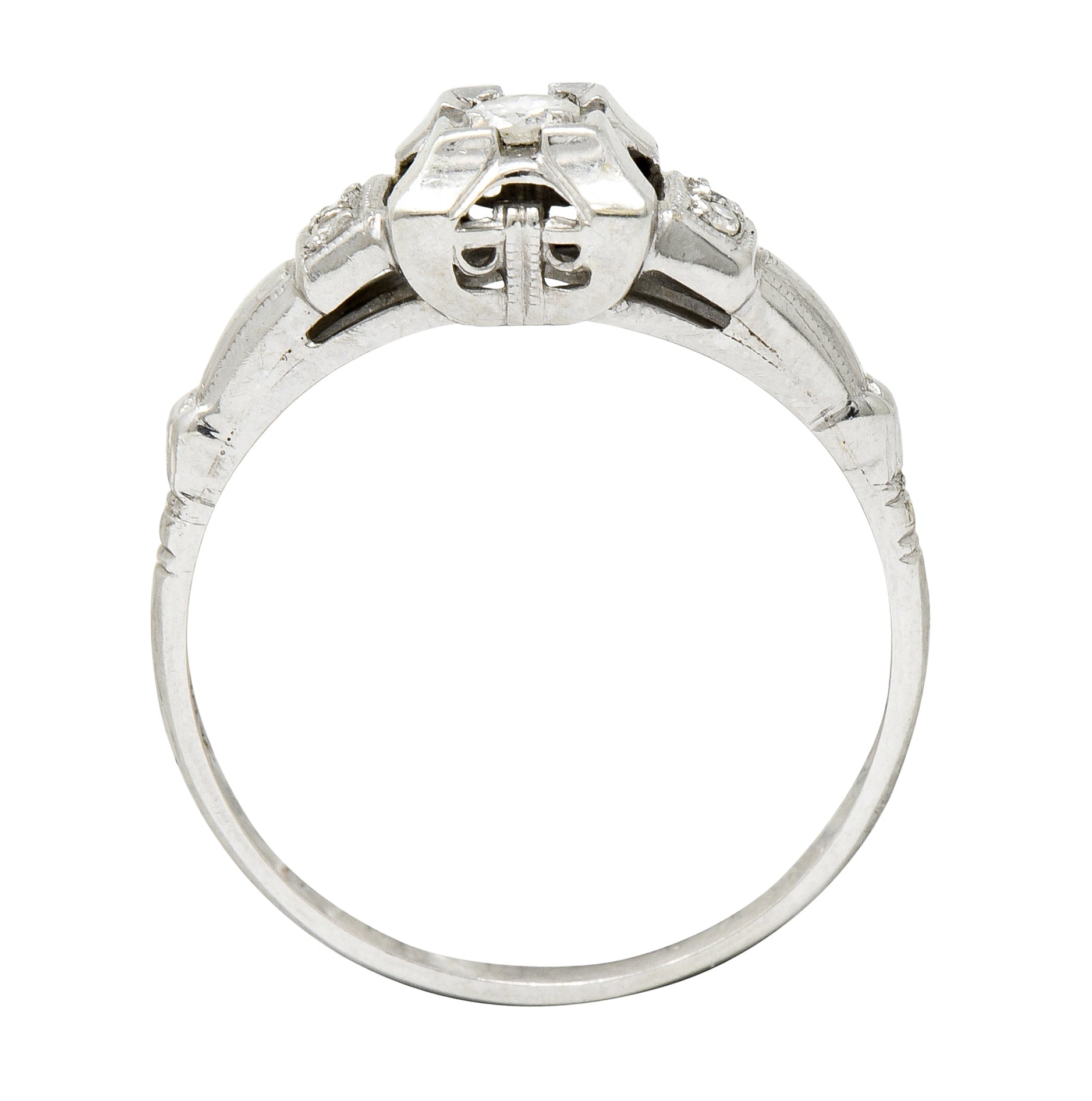 Art Deco Diamond 14 Karat White Gold Engagement Ring - Wilson's Estate Jewelry