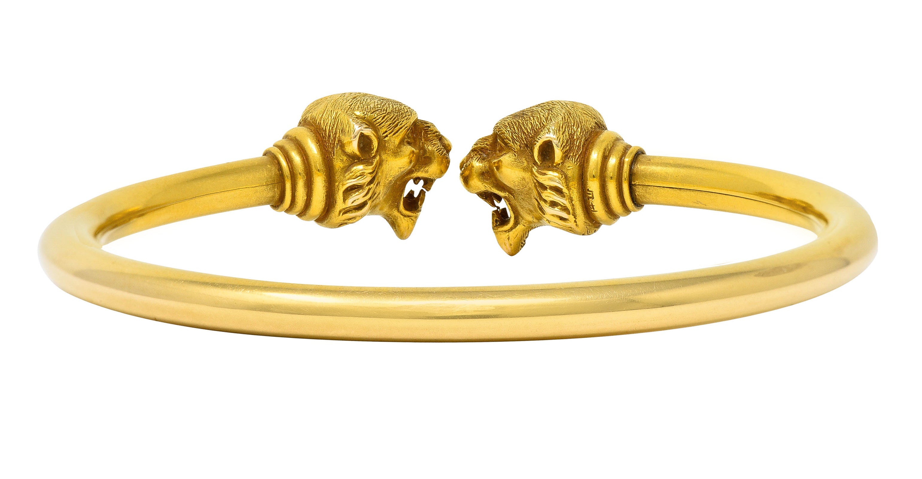 1900 Sloan & Co. Ruby 14 Karat Yellow Gold Lion Cuff Braceletbracelet - Wilson's Estate Jewelry