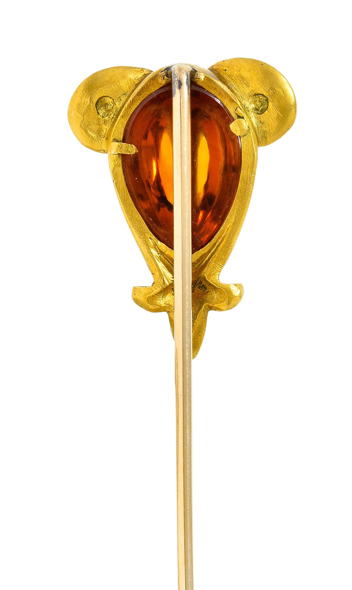 Art Nouveau Citrine Cabochon 18 Karat Gold Hellenistic StickpinStick Pin - Wilson's Estate Jewelry