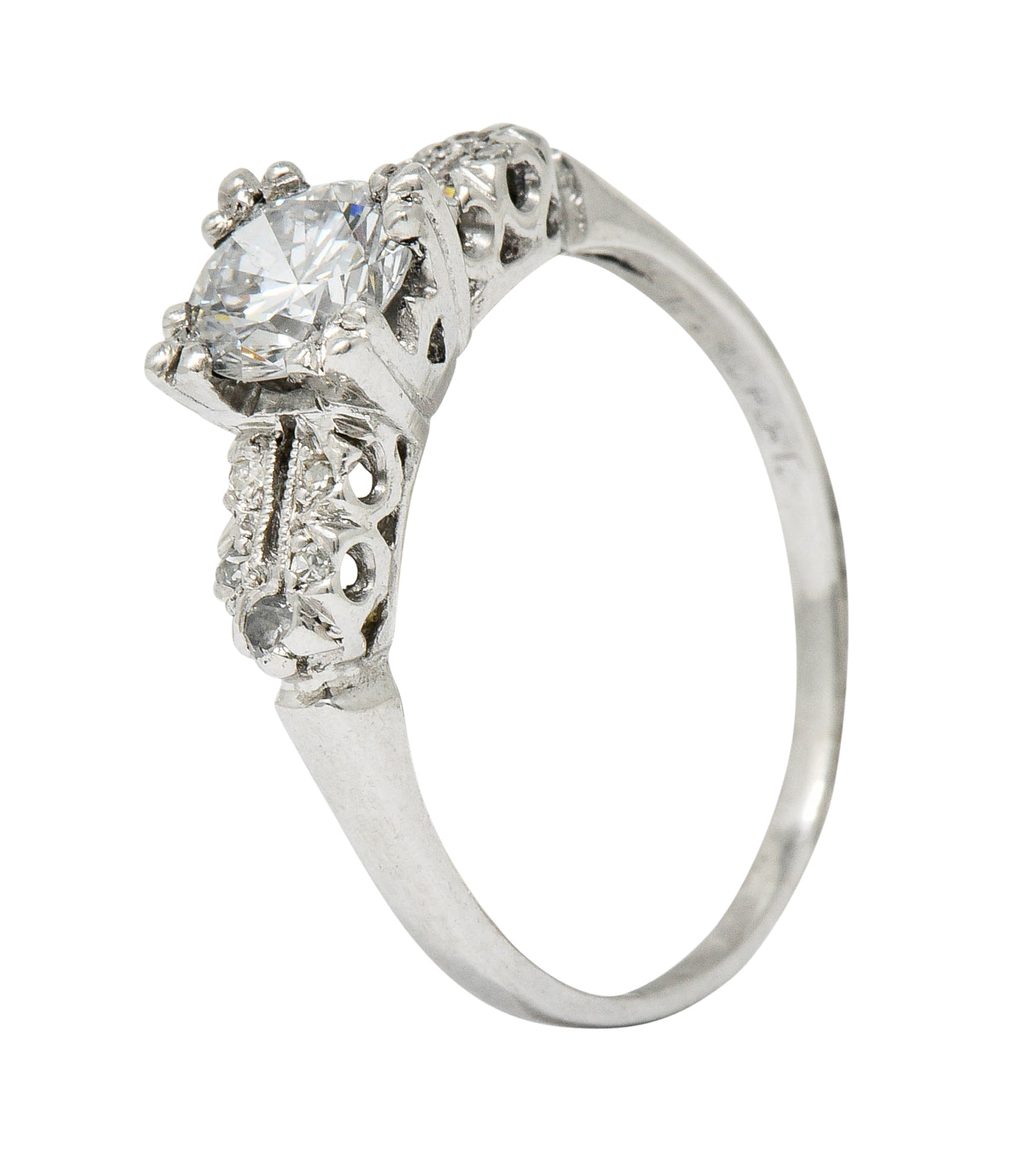 Retro 1.00 CTW Diamond Platinum Fishtail Engagement RingRing - Wilson's Estate Jewelry