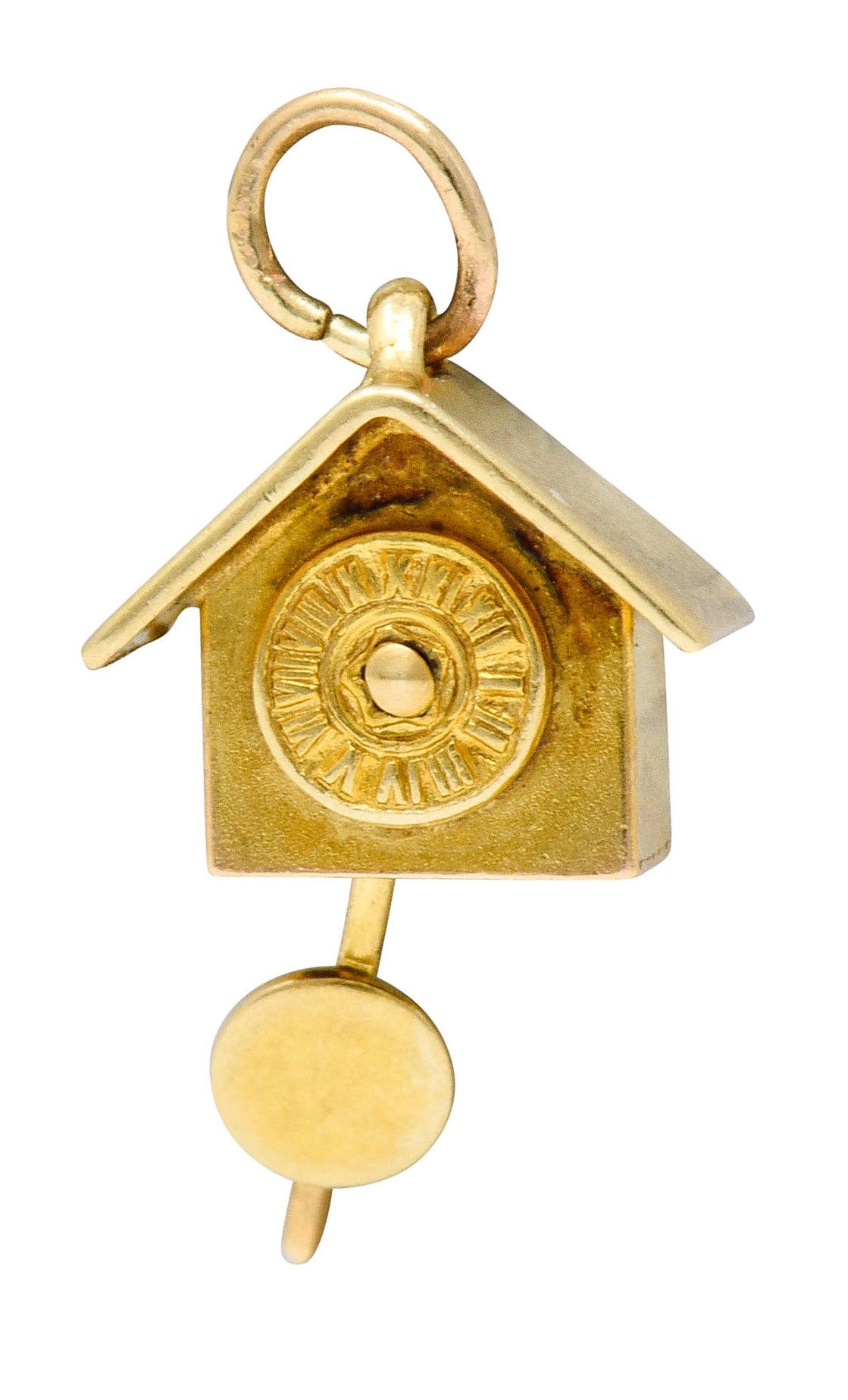 Carl-Art Retro 14 Karat Gold Cuckoo Clock Charmcharm - Wilson's Estate Jewelry