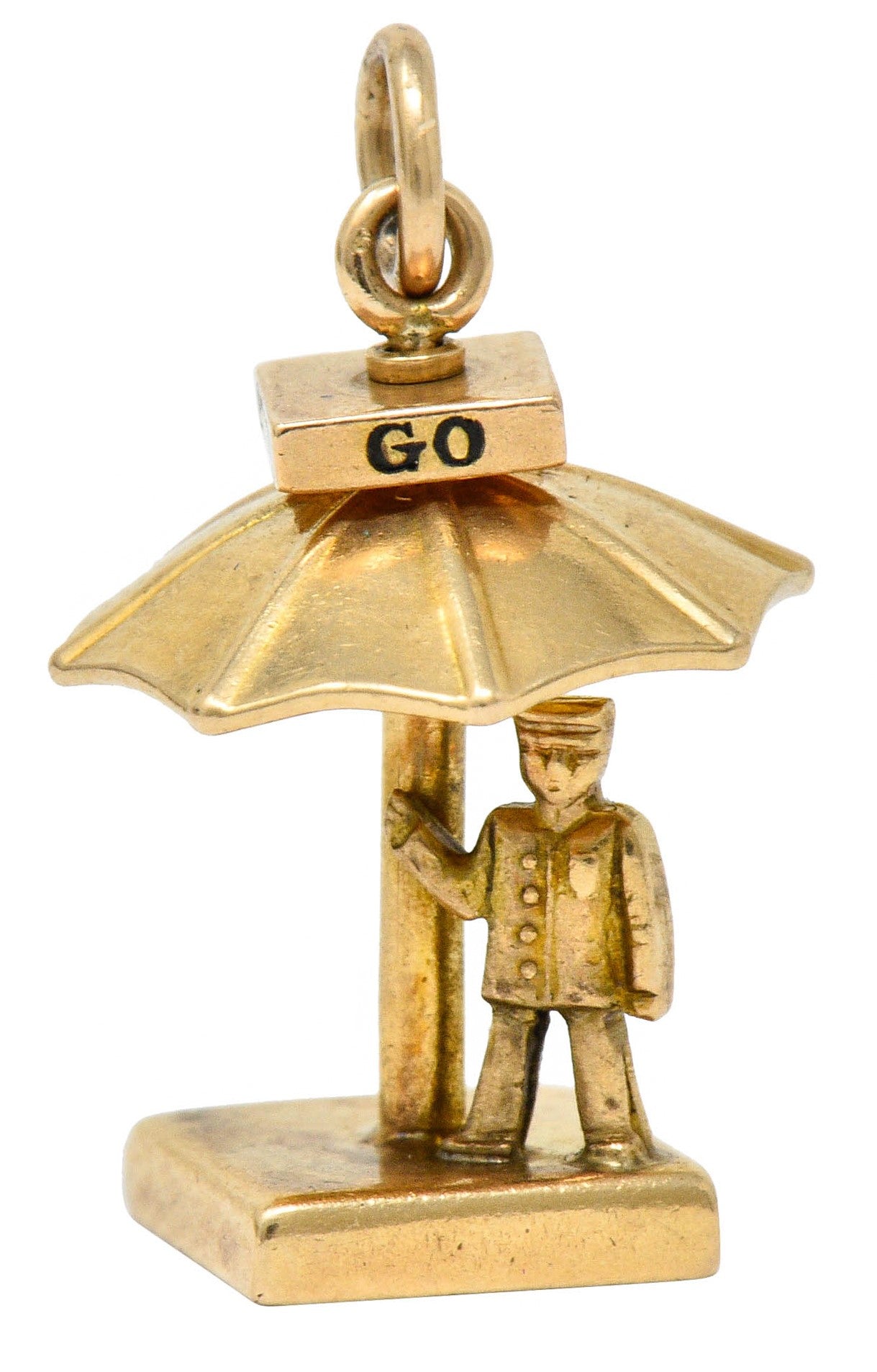 Walter Lampl Enamel 14 Karat Gold Traffic Stop Charmcharm - Wilson's Estate Jewelry