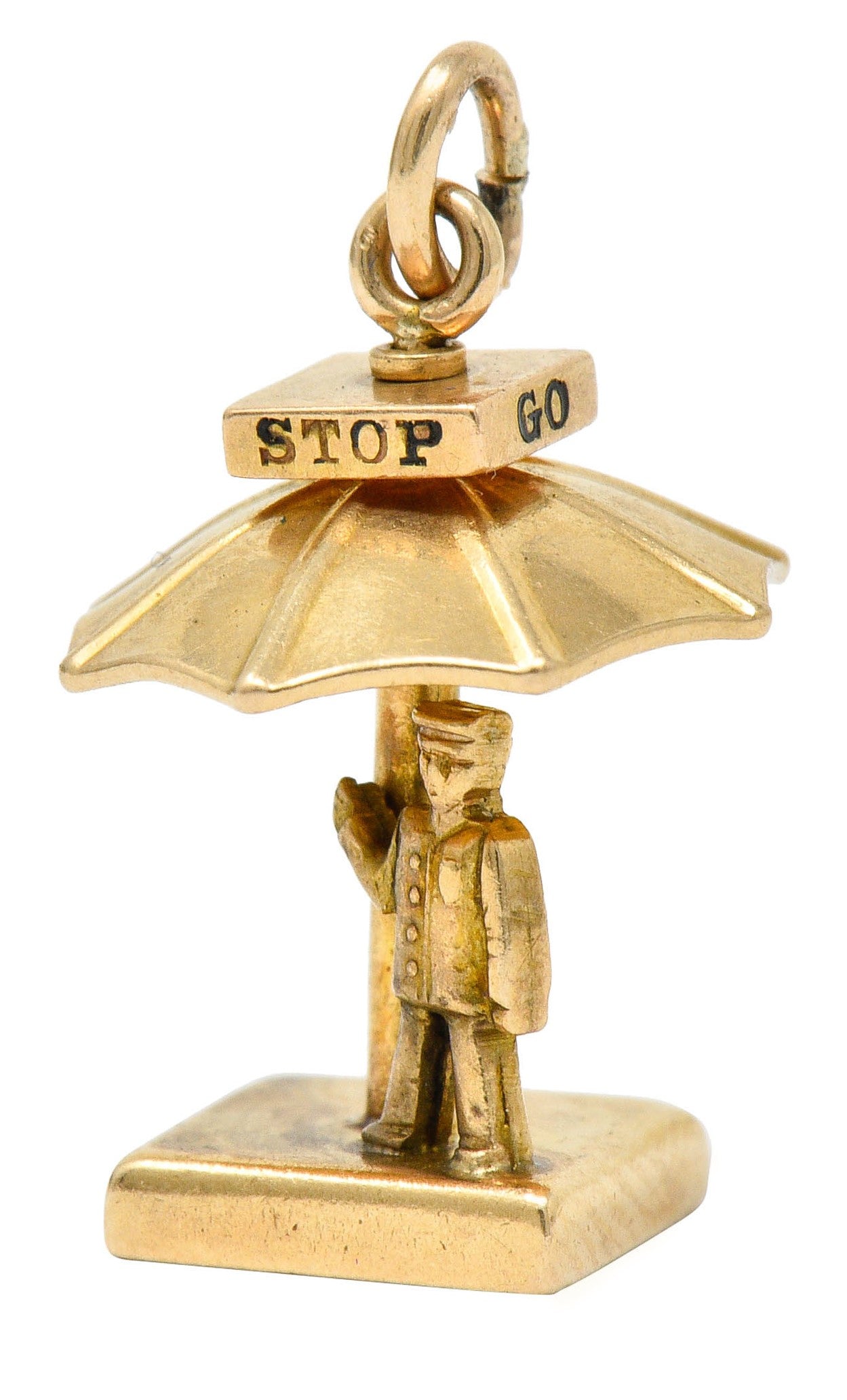 Walter Lampl Enamel 14 Karat Gold Traffic Stop Charmcharm - Wilson's Estate Jewelry