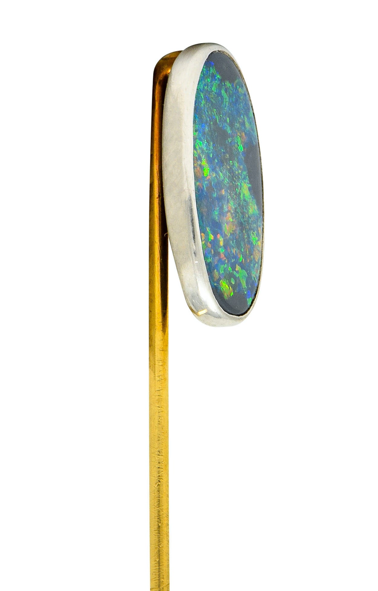 Tiffany & Co. Edwardian Black Opal Platinum 18 Karat Gold Stickpin - Wilson's Estate Jewelry