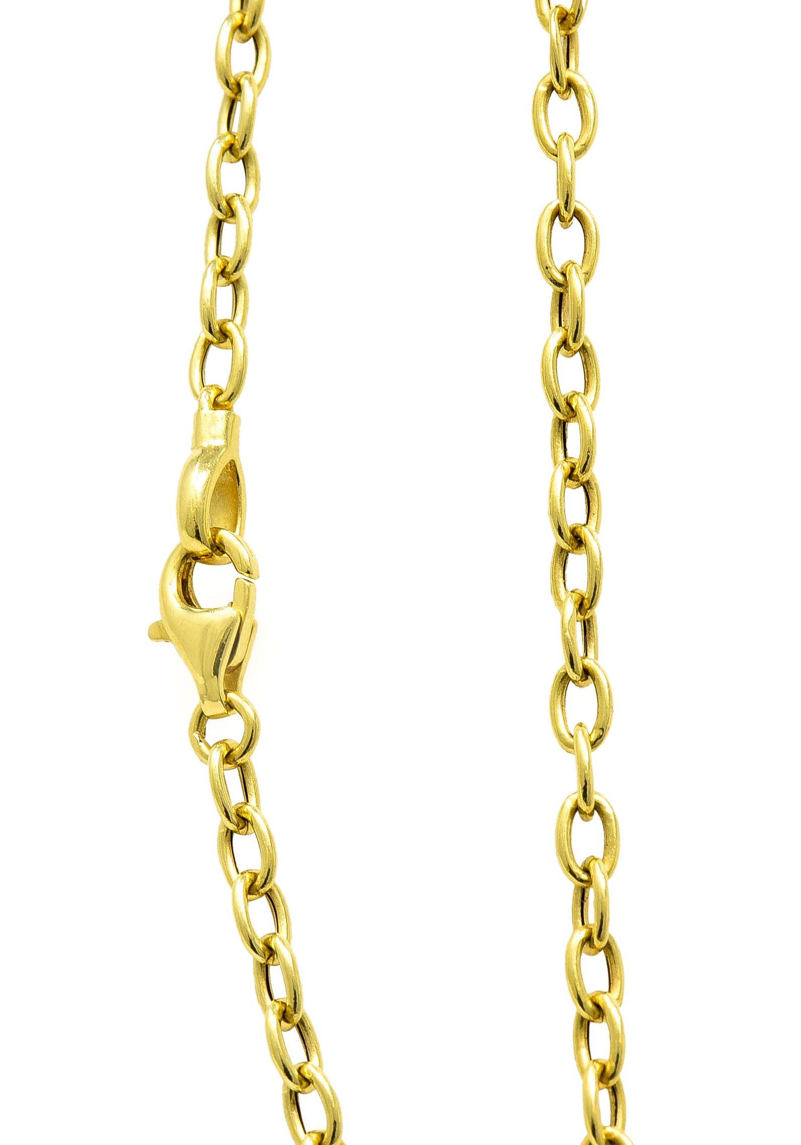 Contemporary 3.60 CTW Diamond Platinum 18 Karat Yellow Gold Lacey Sphere Station Chain Necklace Wilson's Estate Jewelry